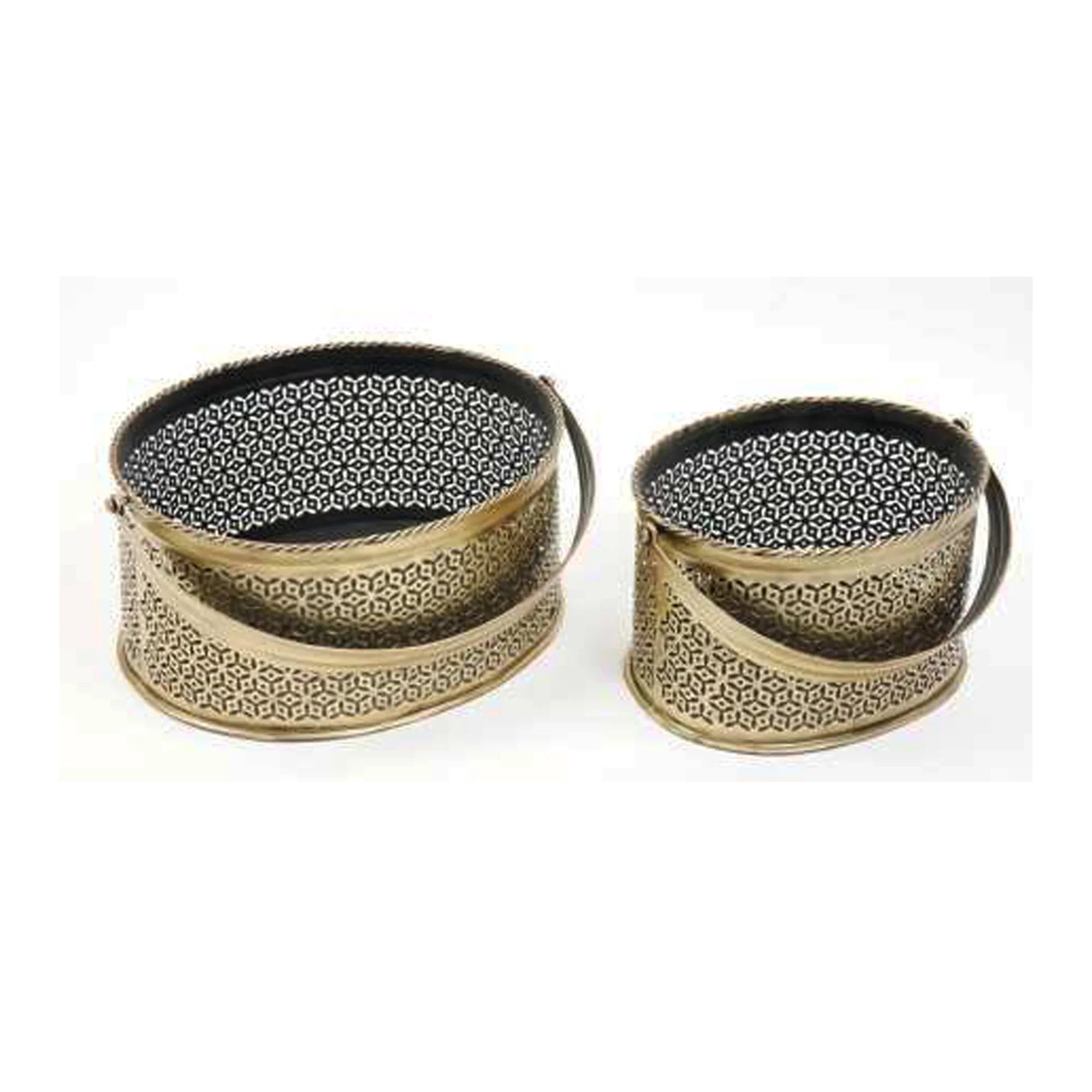 Set of 2 Round Woven Storage Baskets – Decorative Organizer with Handles