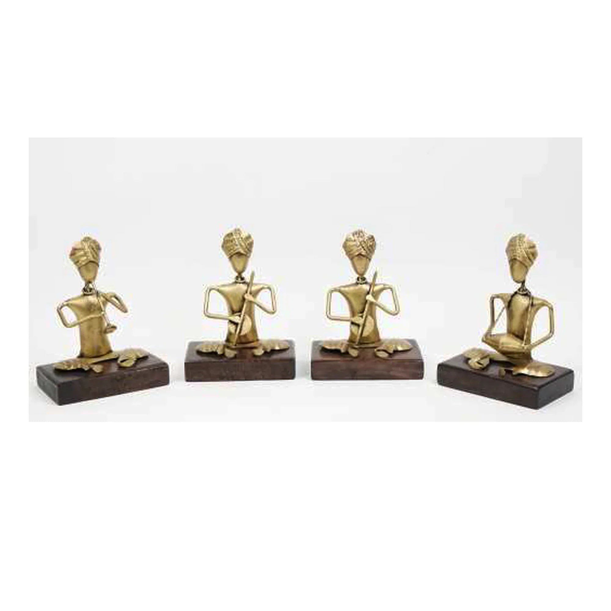Handcrafted Iron Musician Figurine Set – Set of 4 Decorative Cultural Statues