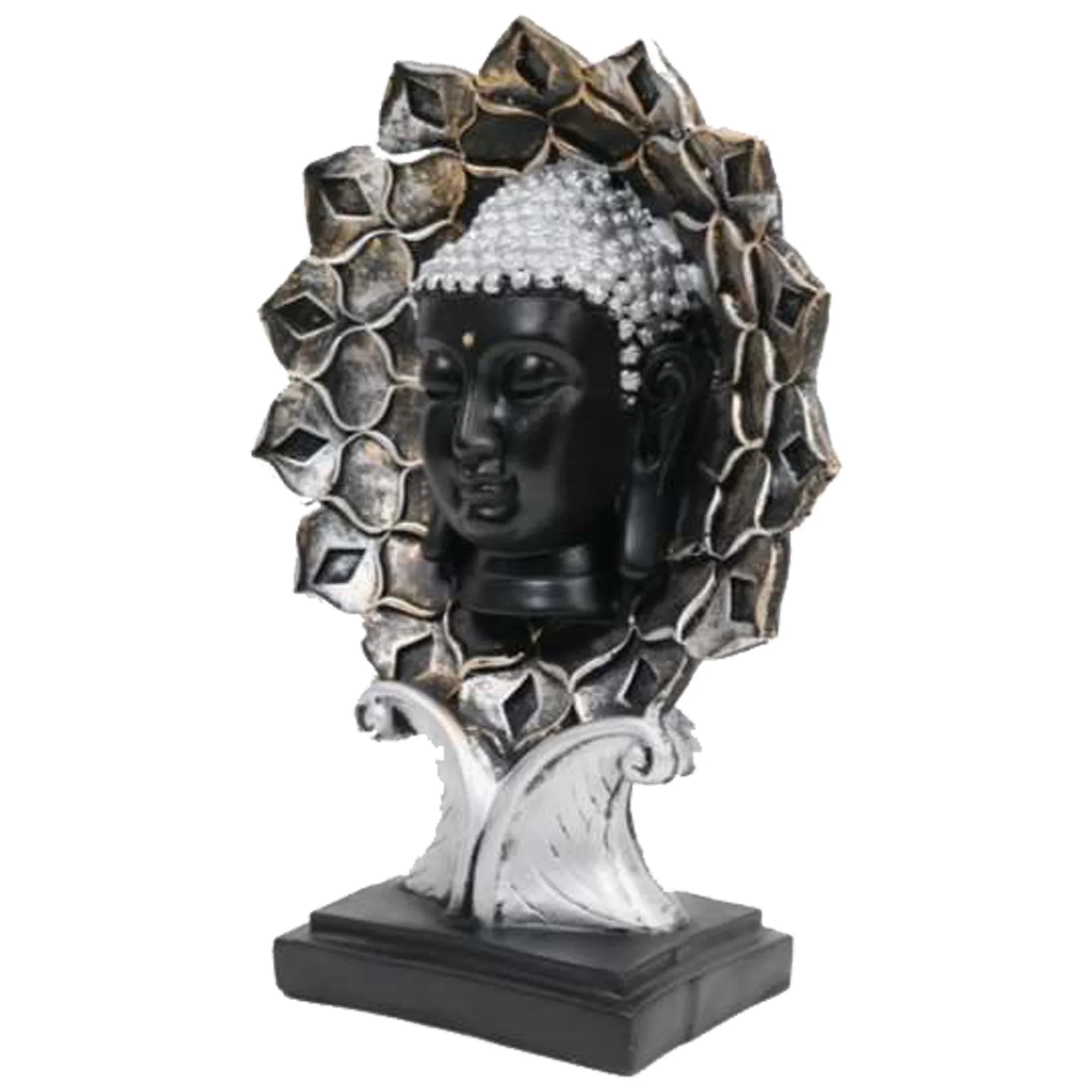 Flower Silver Buddha Statue – Peaceful Elegance for Your Space