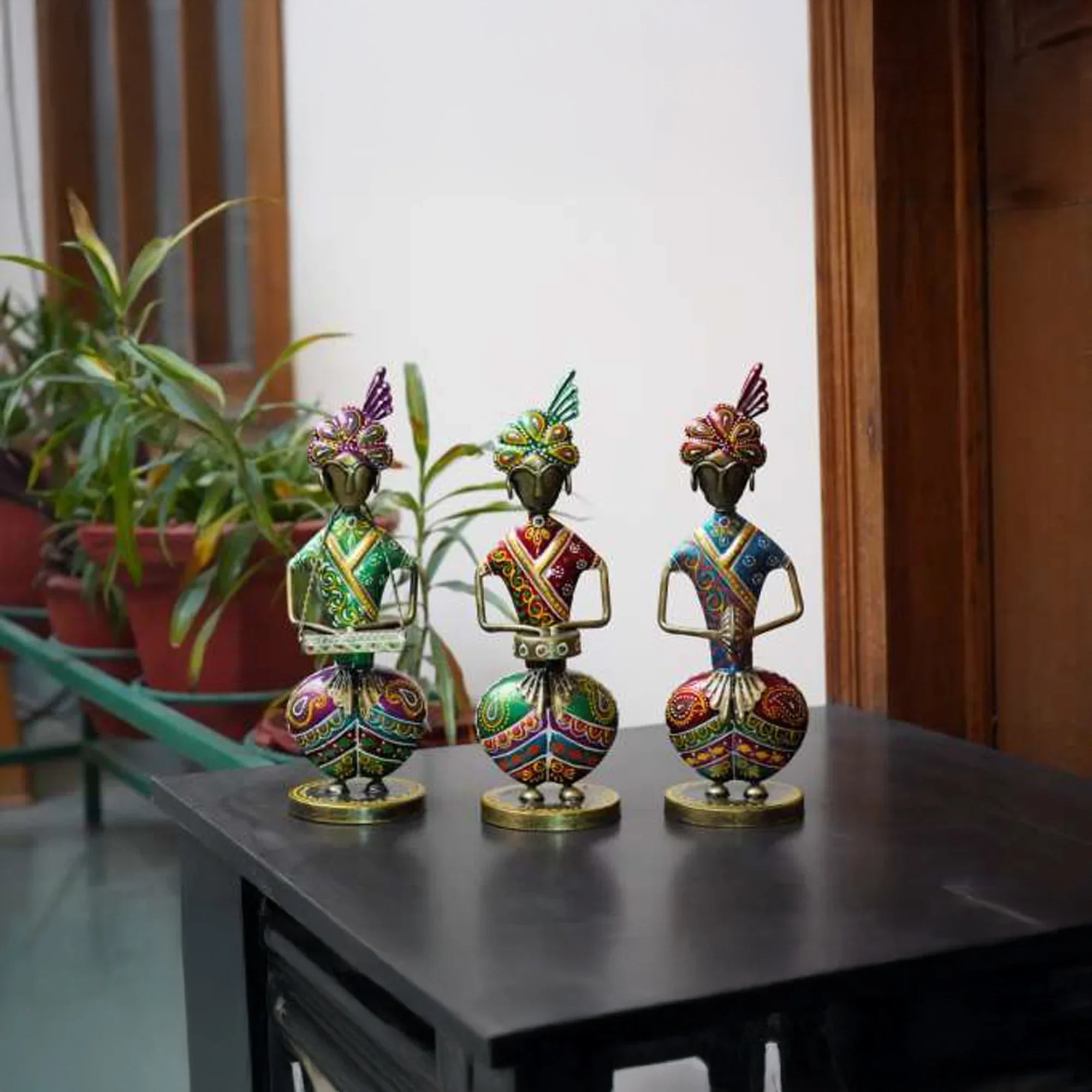 Iron Kalingi Musician Figurines – Set of 3 | Handcrafted Decorative Art