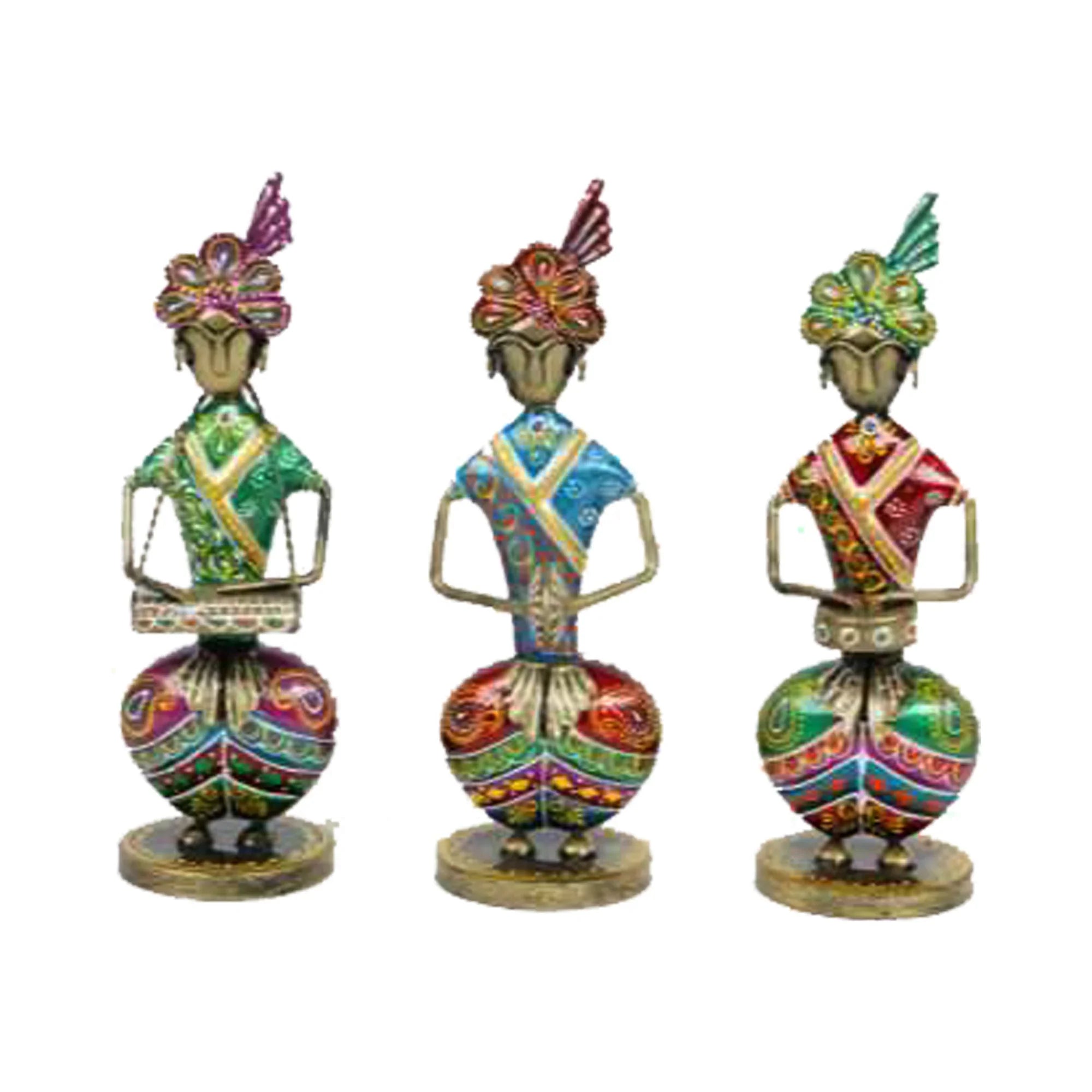 Iron Kalingi Musician Figurines – Set of 3 | Handcrafted Decorative Art