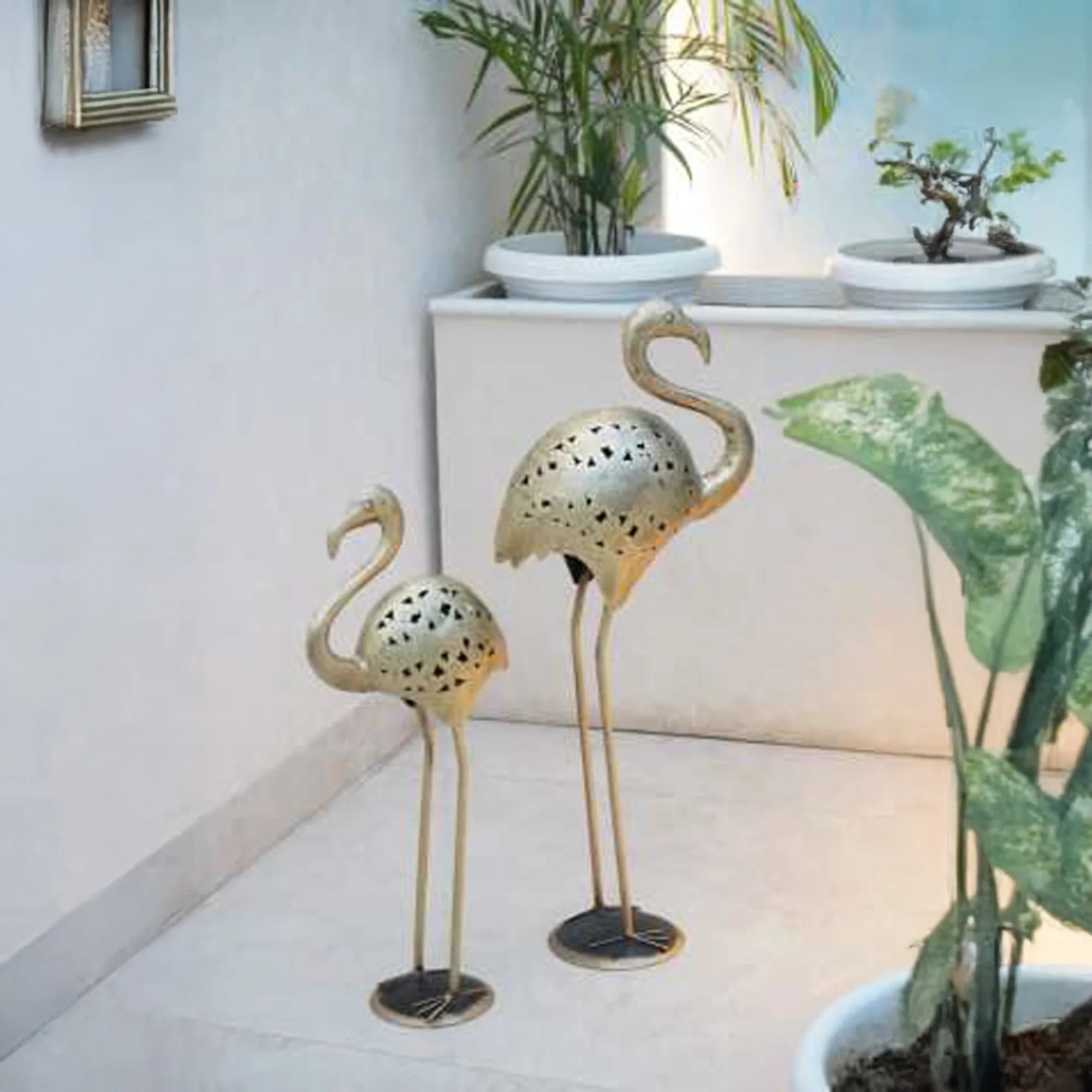 Metal Bagula Tea Light Holders – Set of 2 | Handcrafted Decorative Candle Stands