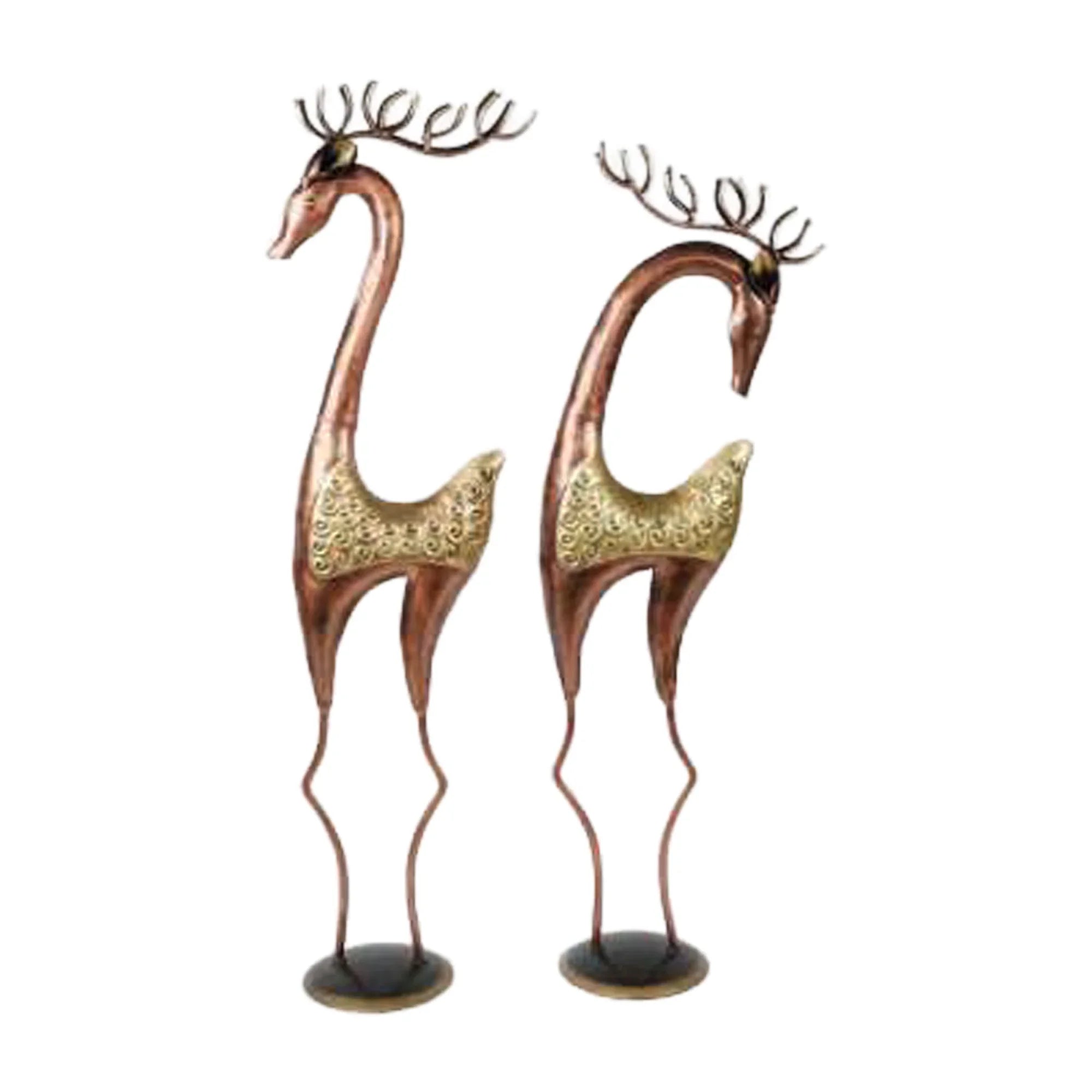 Decorative Metal Reindeer Figurines – Set of 2 | Handcrafted Holiday & Home Décor