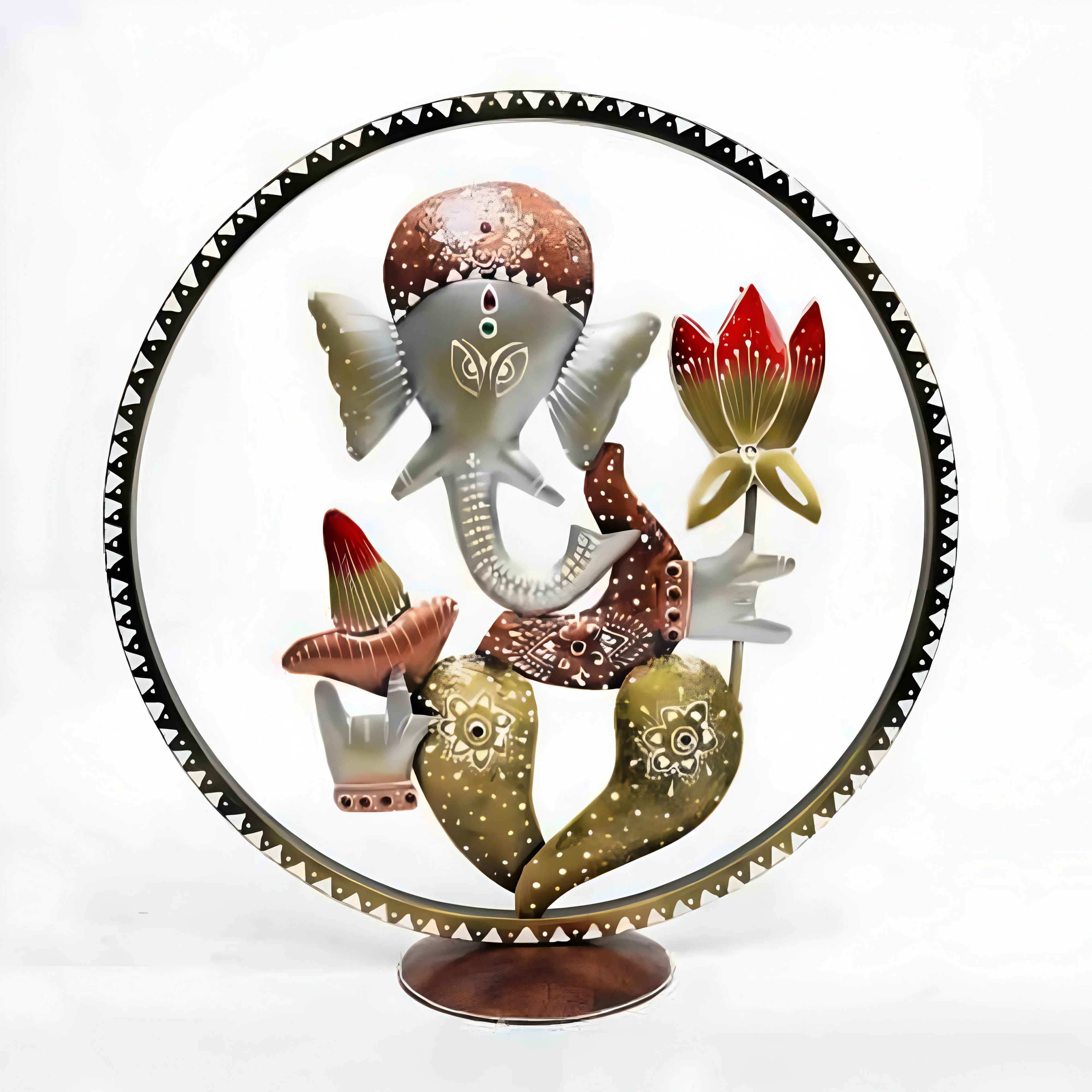 Lotus Ring Ganesha Figurine – Spiritual Decorative Idol with Modern Artistic Design