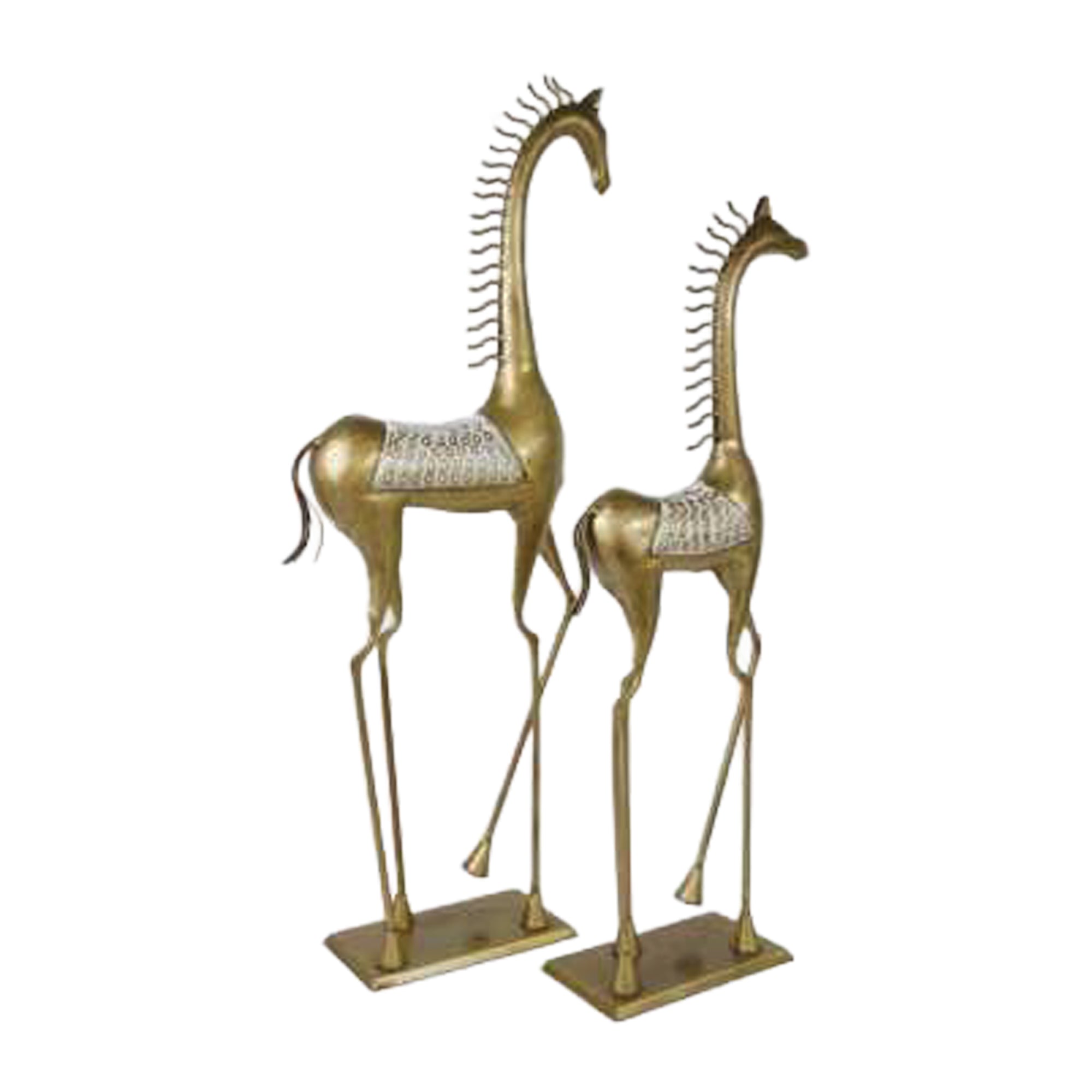 Iron Dancing Horse Sculptures – Set of 2 | Handcrafted Decorative Figurines