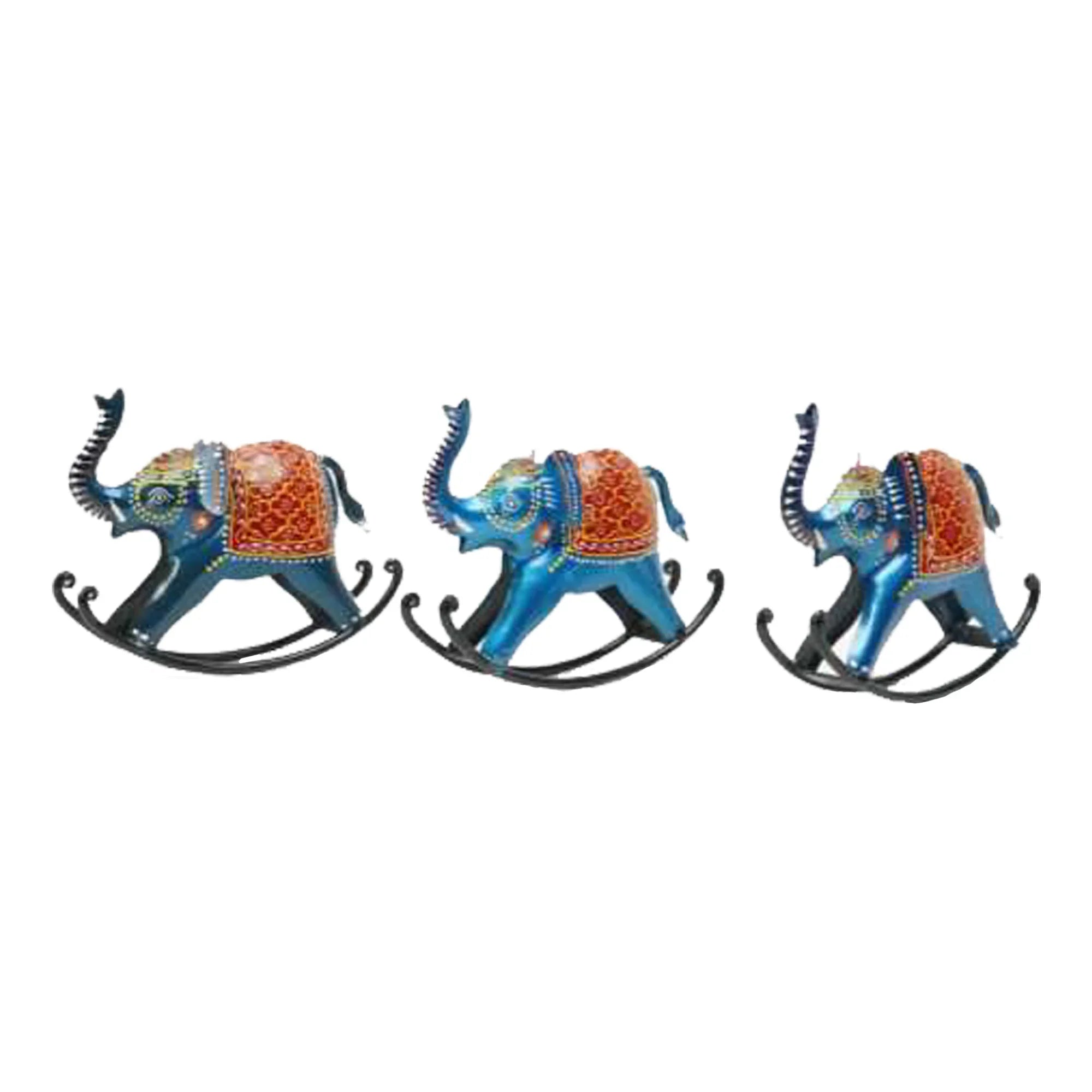 Handcrafted Iron Mini Rocking Elephant – Decorative Figurine for Home & Office