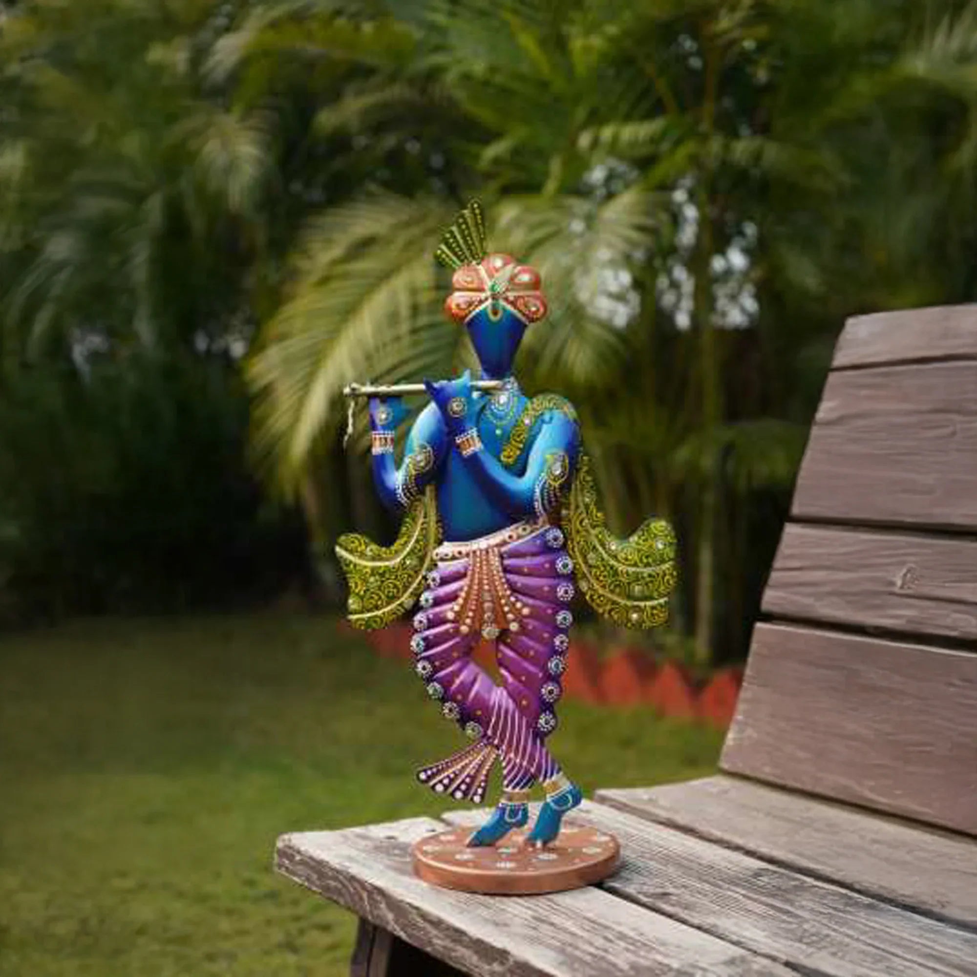 Handcrafted Iron Dancing Krishna Statue – Traditional Indian Art Decor