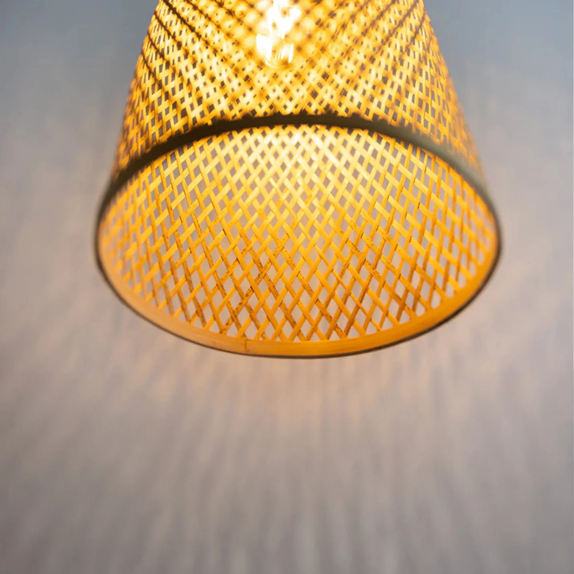 Bamboo Woven Pendant Light | Natural Fiber Boho Lampshade - FBLS0014