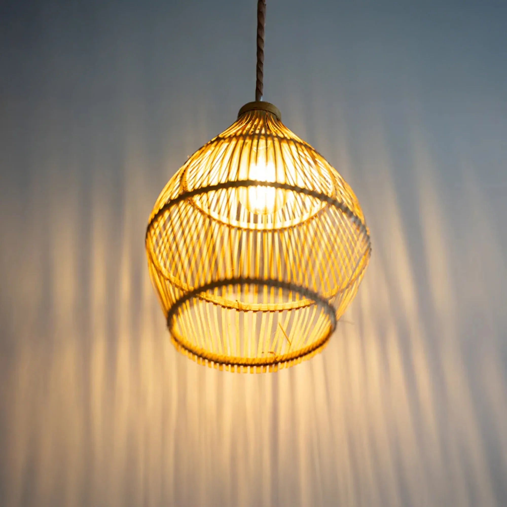 Natural Bamboo Lampshade – Handwoven Pendant Light Shade for Boho & Modern Spaces
