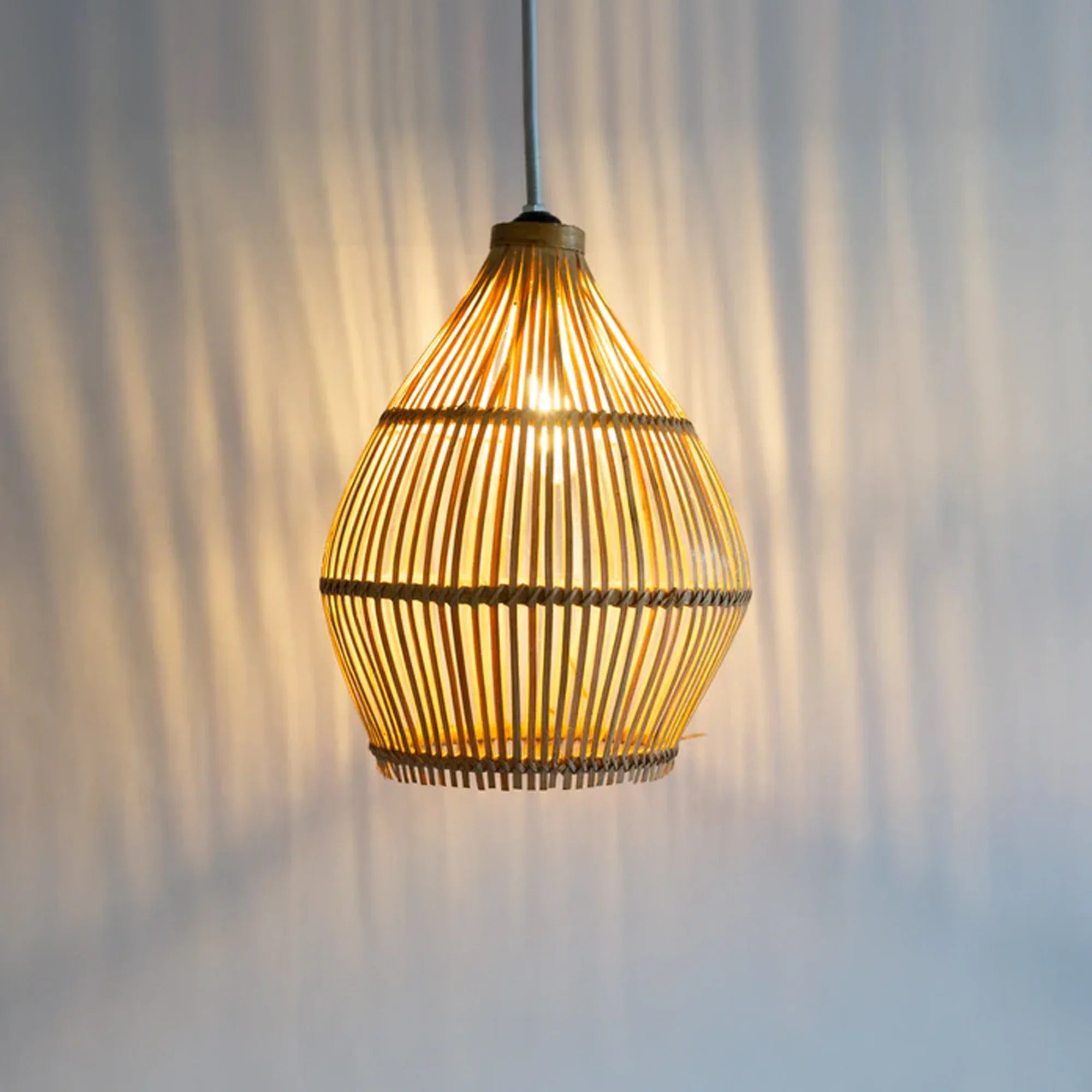 Natural Bamboo Lampshade – Handwoven Pendant Light Shade for Boho & Modern Spaces