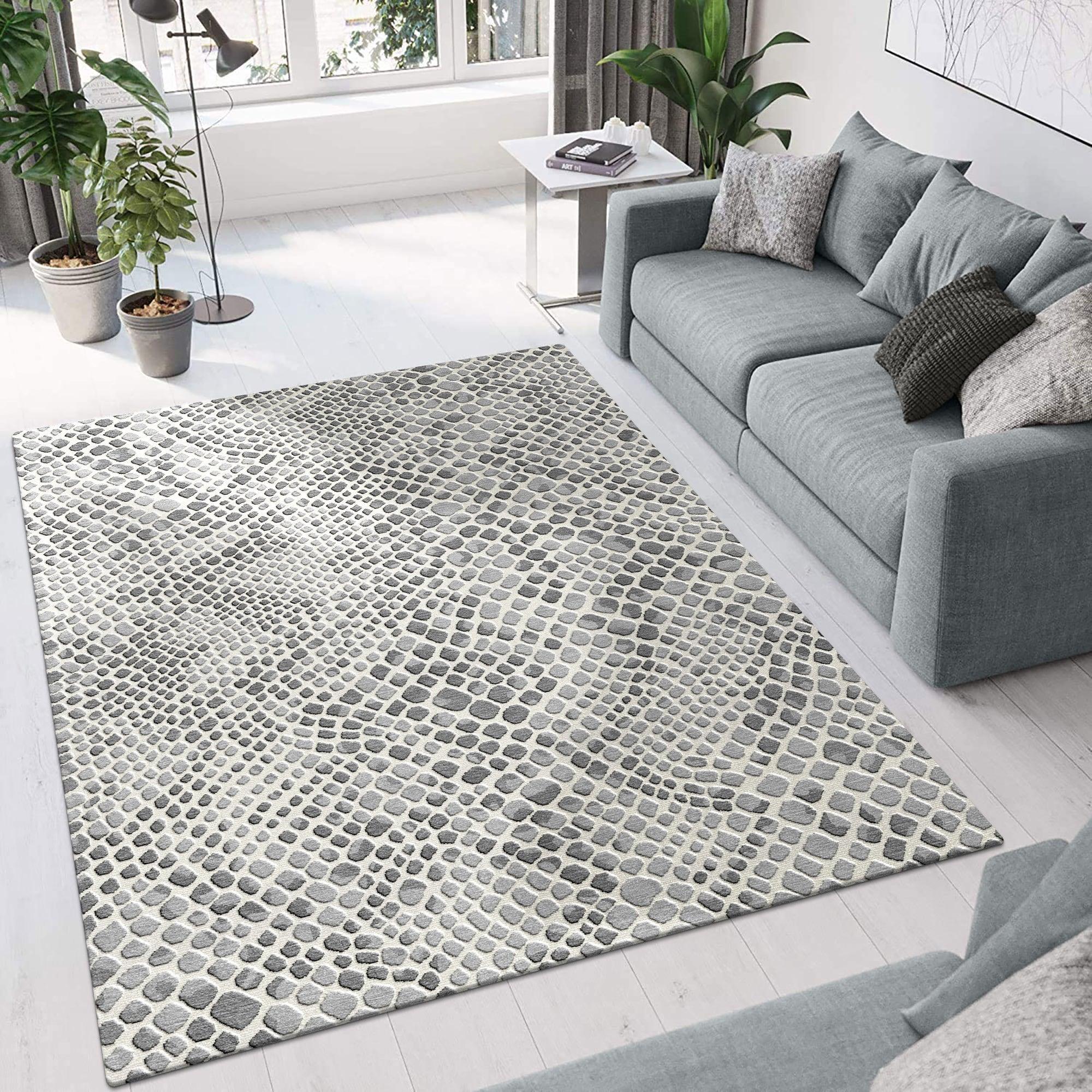 Gray Wool Hand Tufted Carpet Rug for Living Spaces | F-HT-036