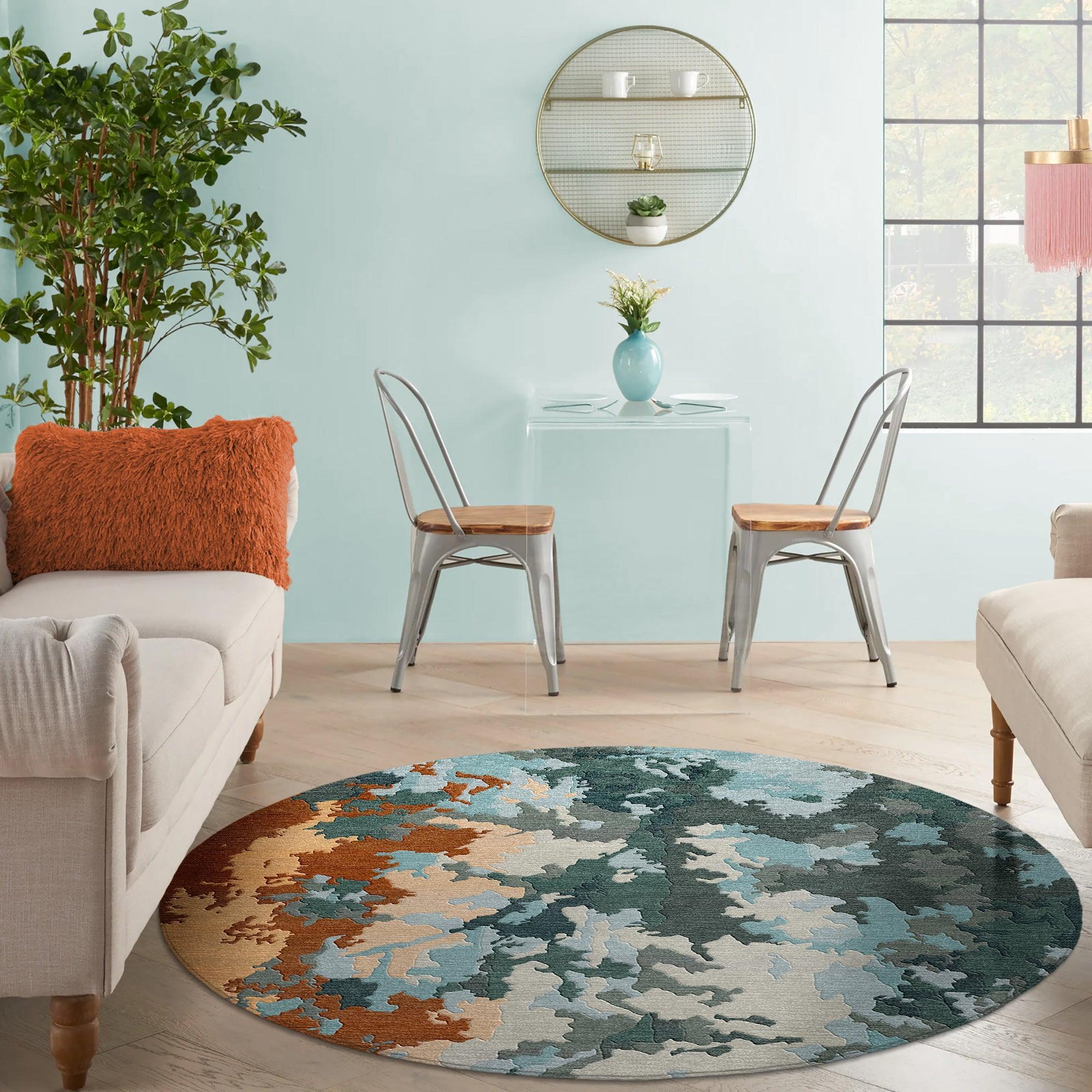 Abstract Round Rug for Living Spaces | F-HT-046