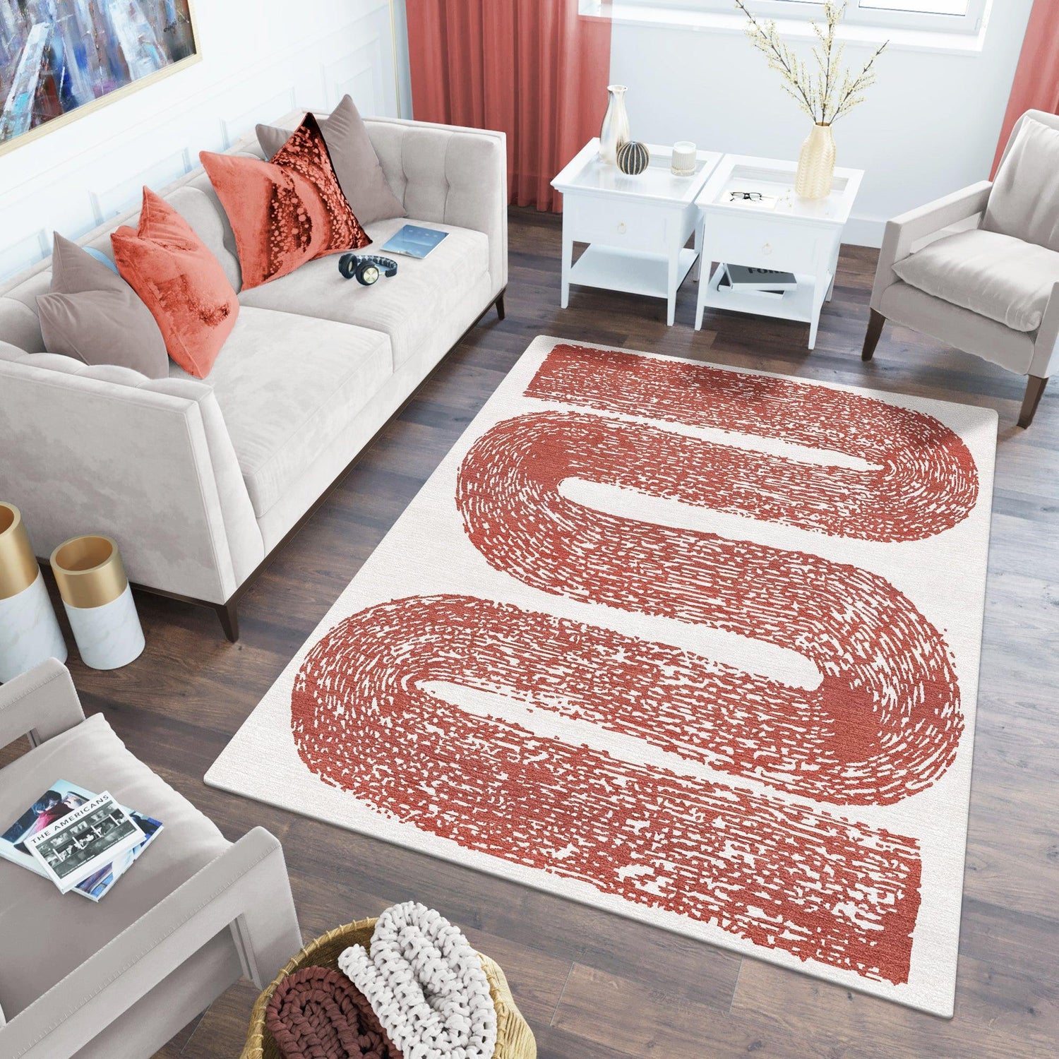 Hand-Tufted Rust Carpet Rug for Living Spaces | F-HT-040