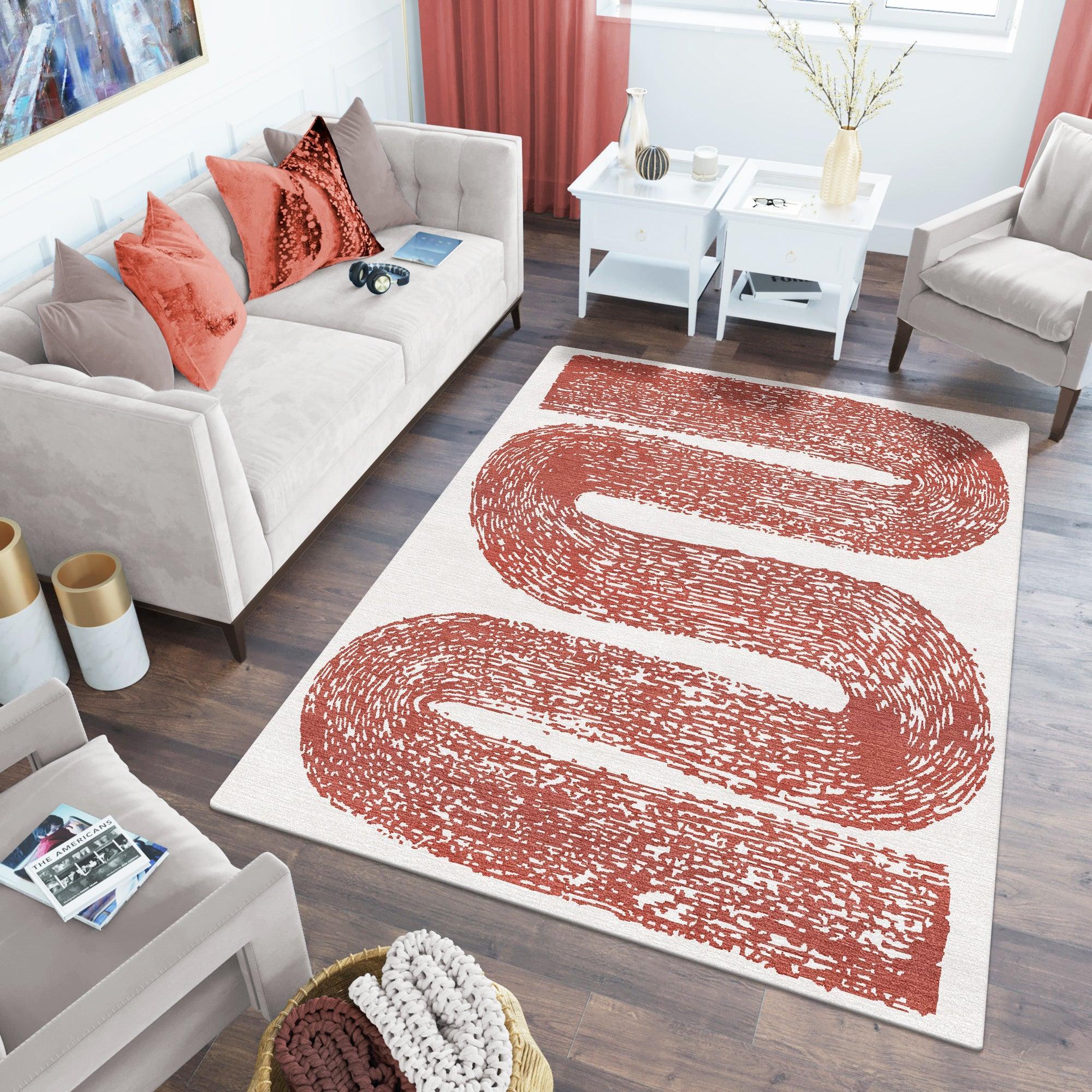 Hand-Tufted Rust Carpet Rug for Living Spaces | F-HT-040