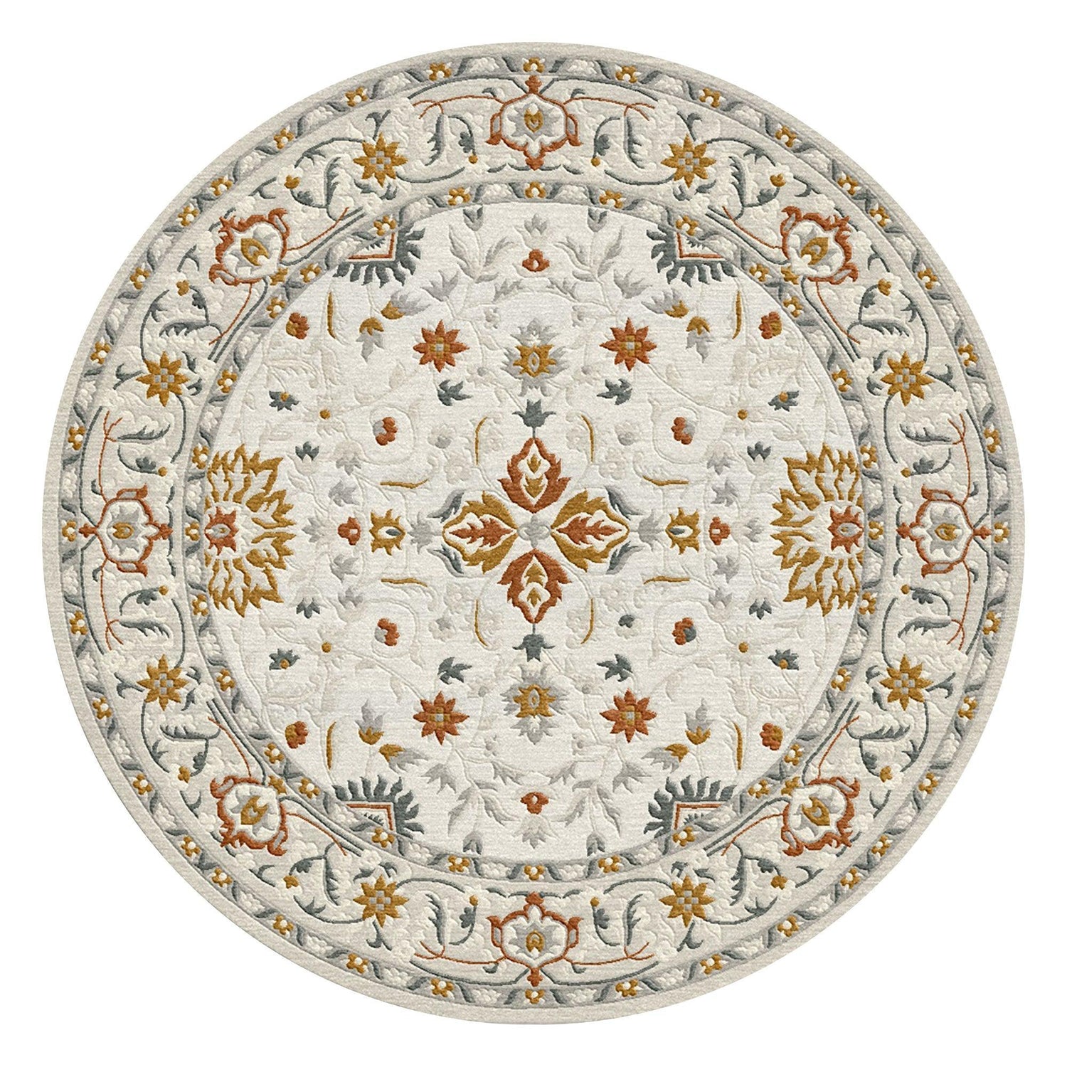 8a5a1e-8b.myshopify.com Cream Traditional Round Rug for Living Spaces | F-HT-028