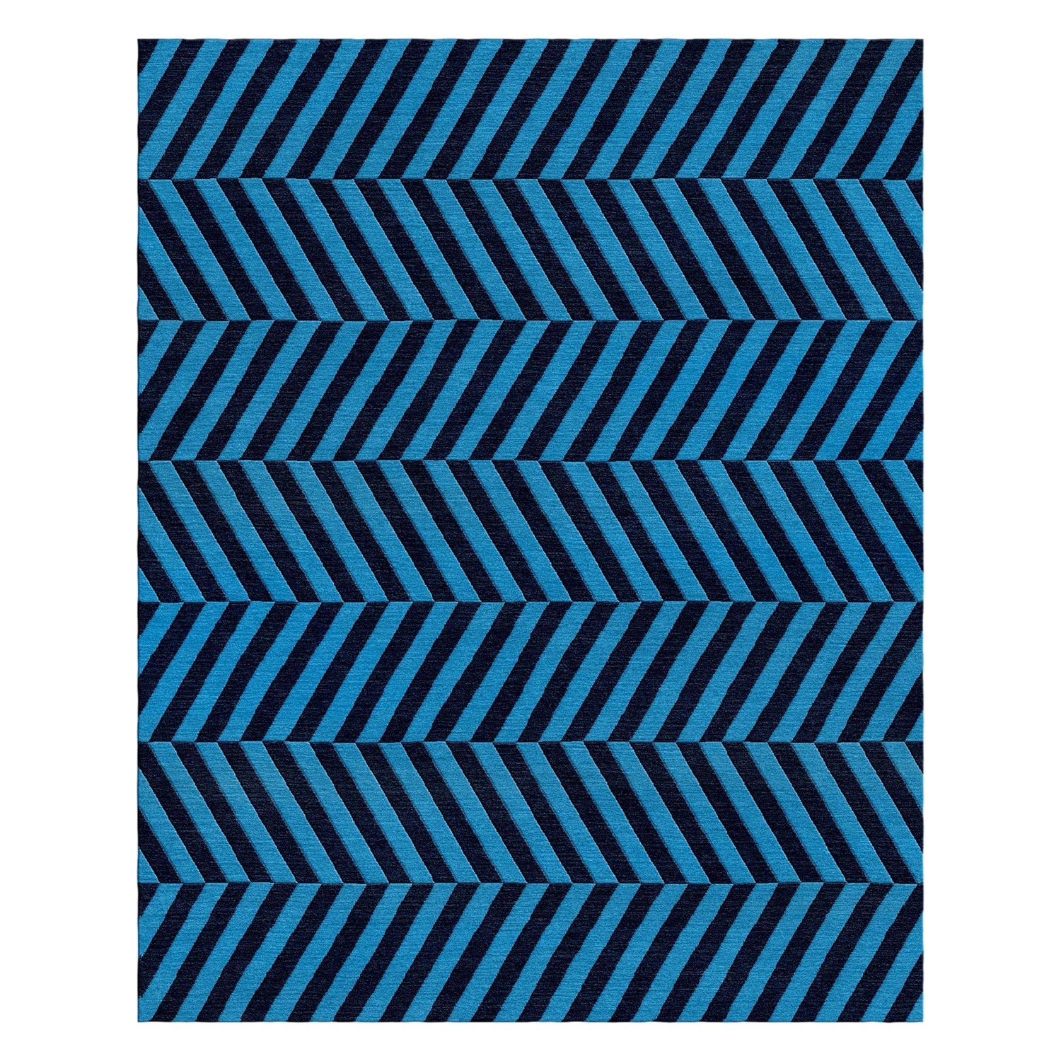 8a5a1e-8b.myshopify.com Blue Chevron Wool Hand Tufted Carpet Rug for Living Spaces | F-HT-030