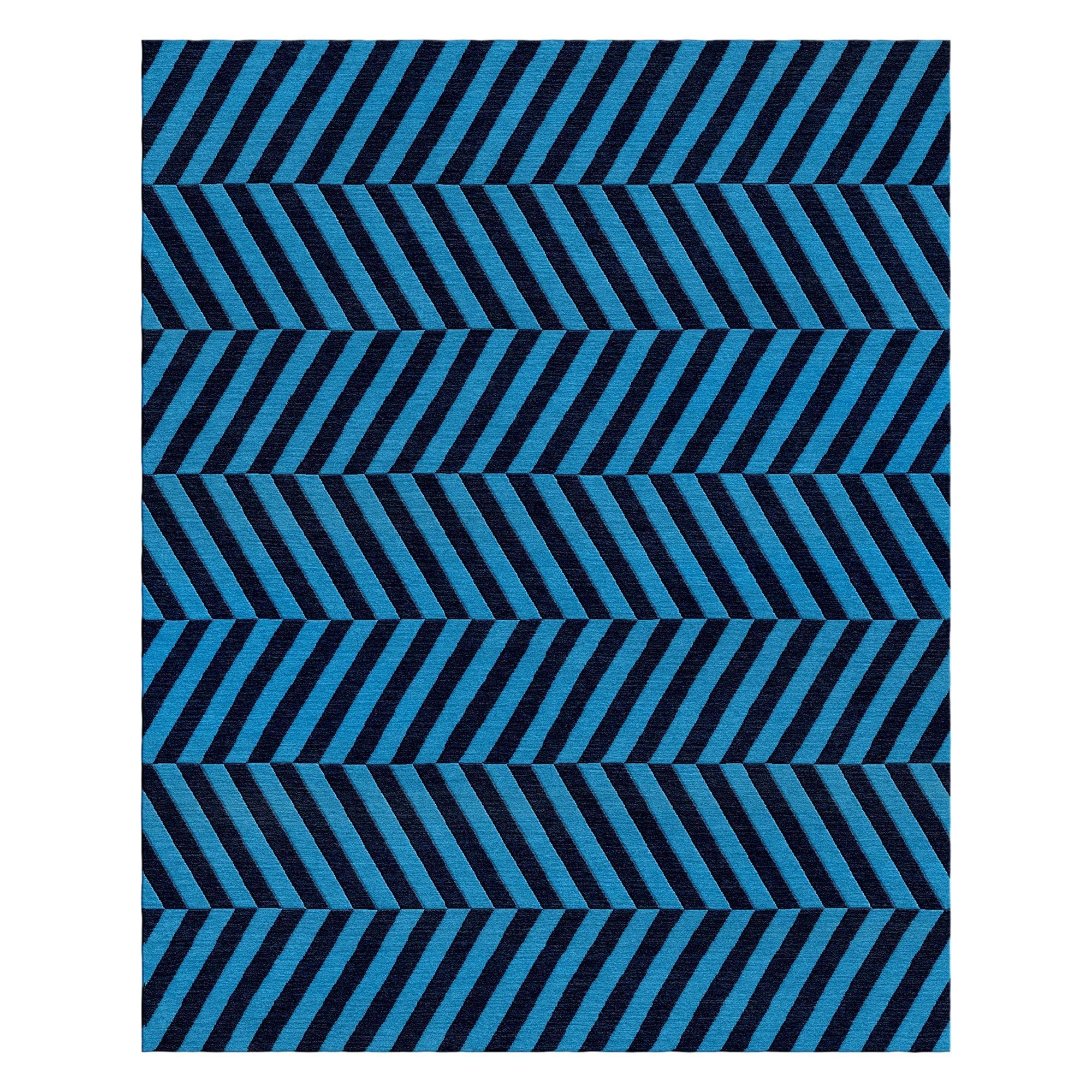 8a5a1e-8b.myshopify.com Blue Chevron Wool Hand Tufted Carpet Rug for Living Spaces | F-HT-030