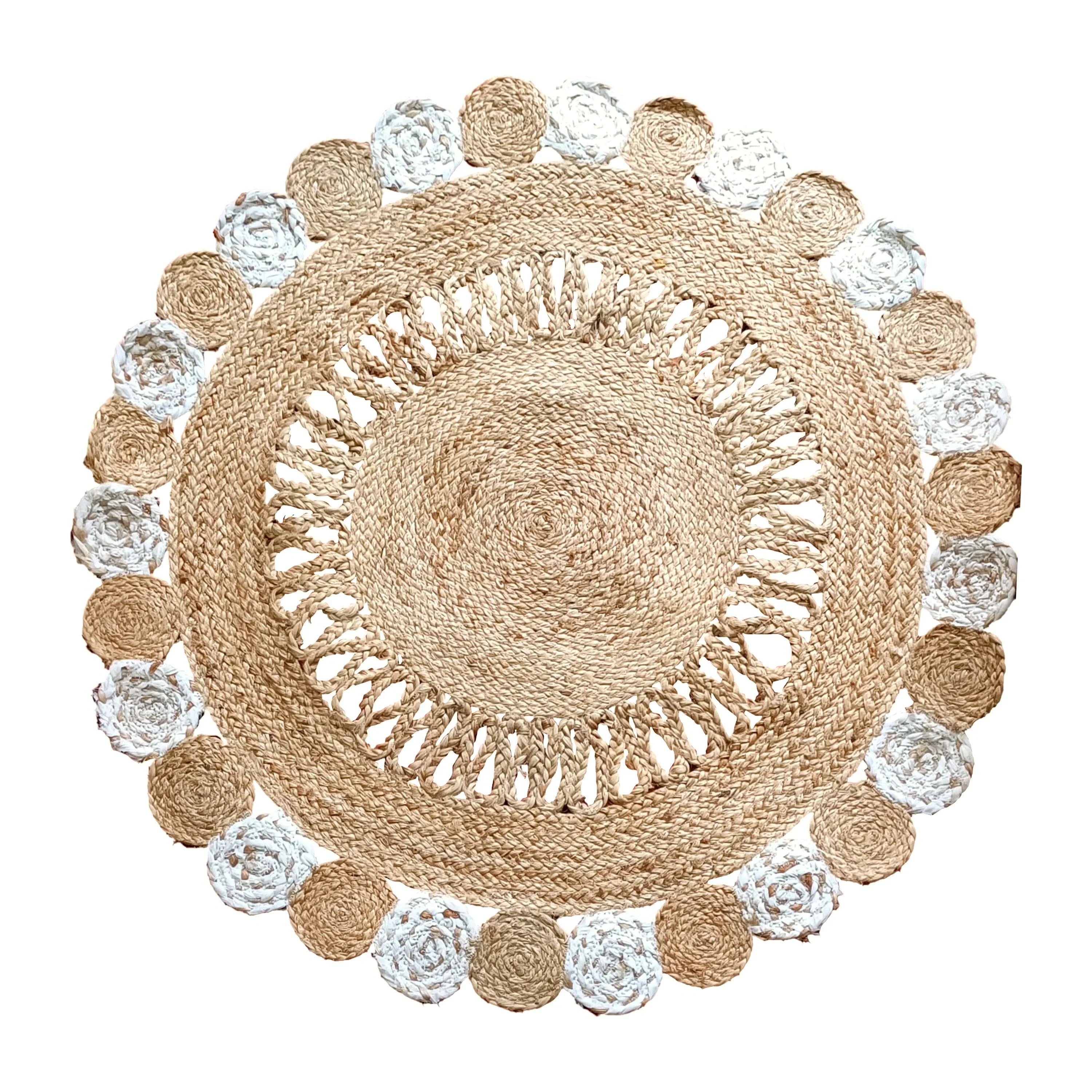 Braided Cotton Natural Jute Rug-Farookht F-JU-001