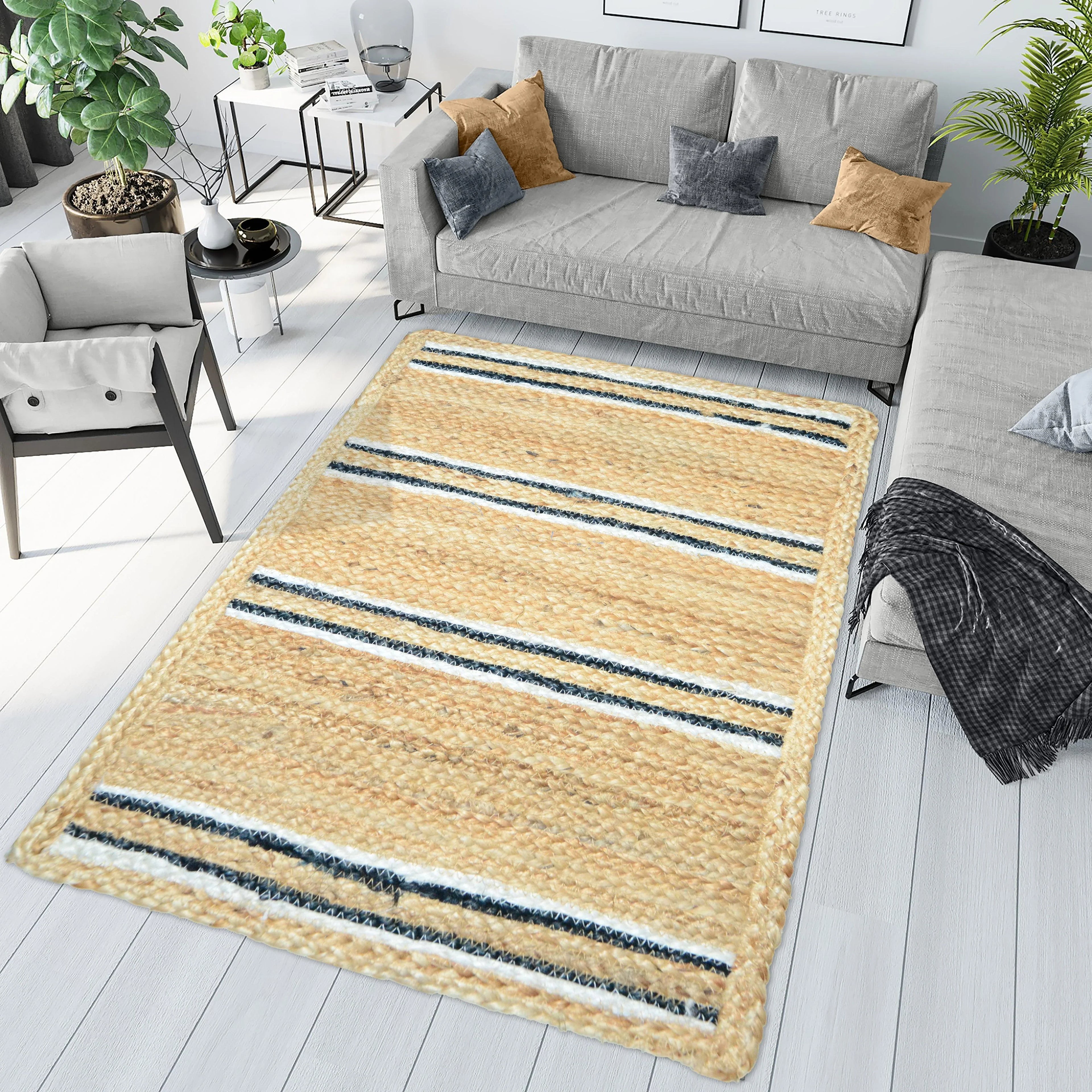 Handmade Jute Rug | Handmade Braided Jute Rug - FAROOKHT F-JU-003