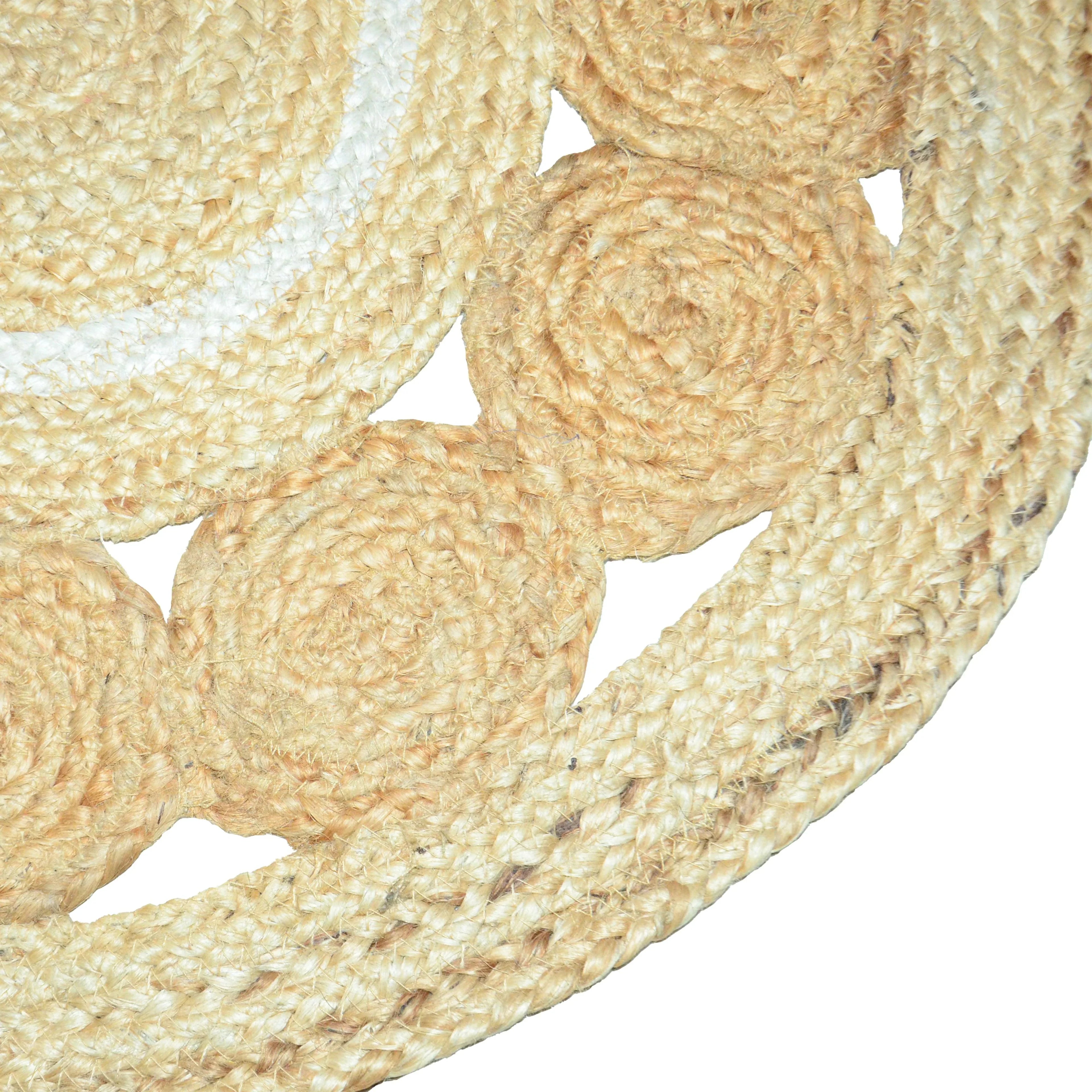 Round Jute Rug – Braided Natural Farmhouse Carpet F-JU-006