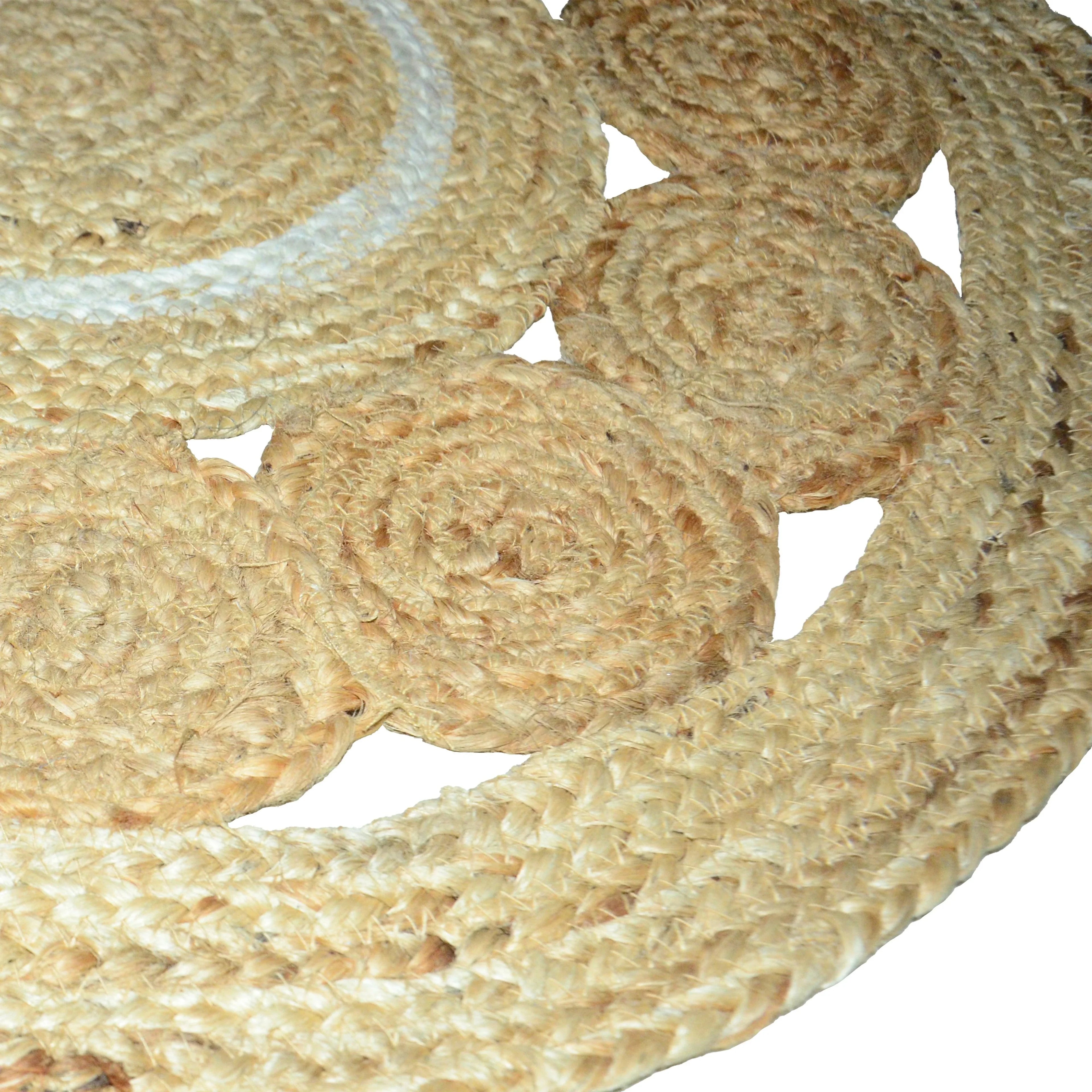 Round Jute Rug – Braided Natural Farmhouse Carpet F-JU-006