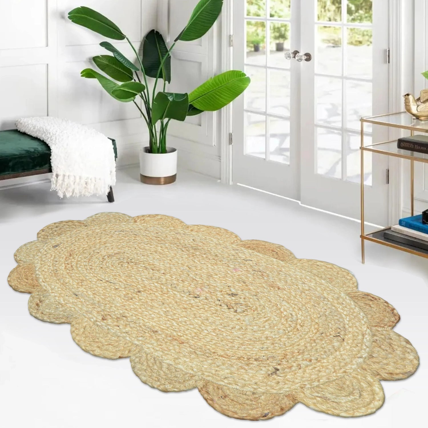 Braided Natural Jute Rug for Living Spaces - FAROOKHT F-JU-007