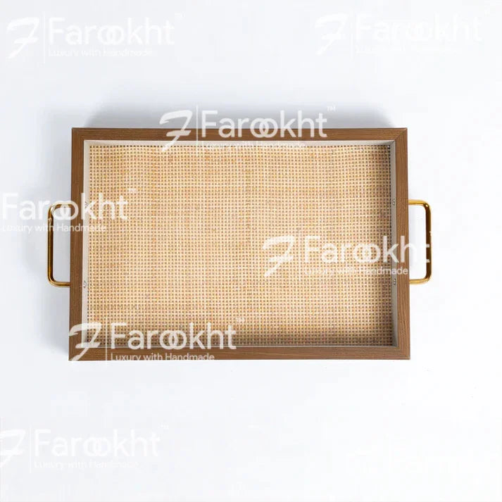 Handwoven Rattan Square Serving Trays – Natural Decorative Platter Set