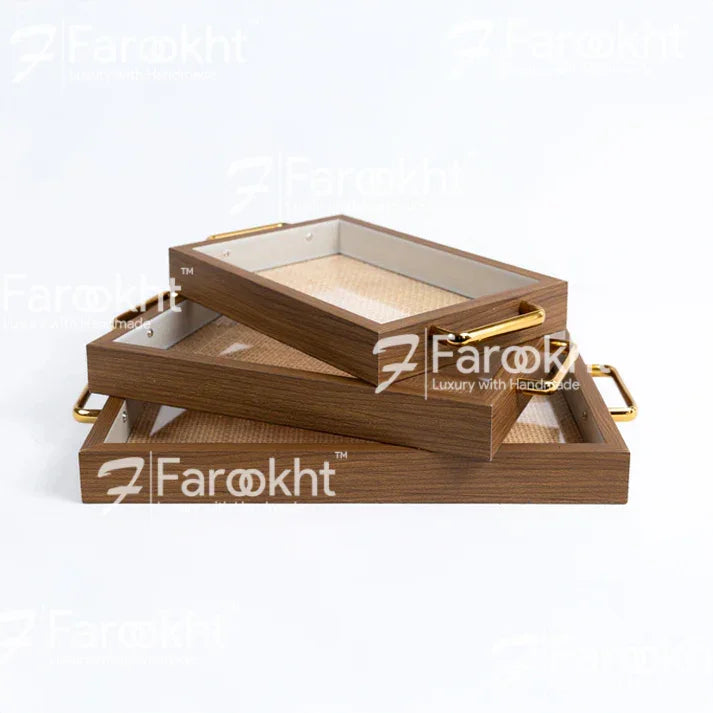 Handwoven Rattan Square Serving Trays – Natural Decorative Platter Set