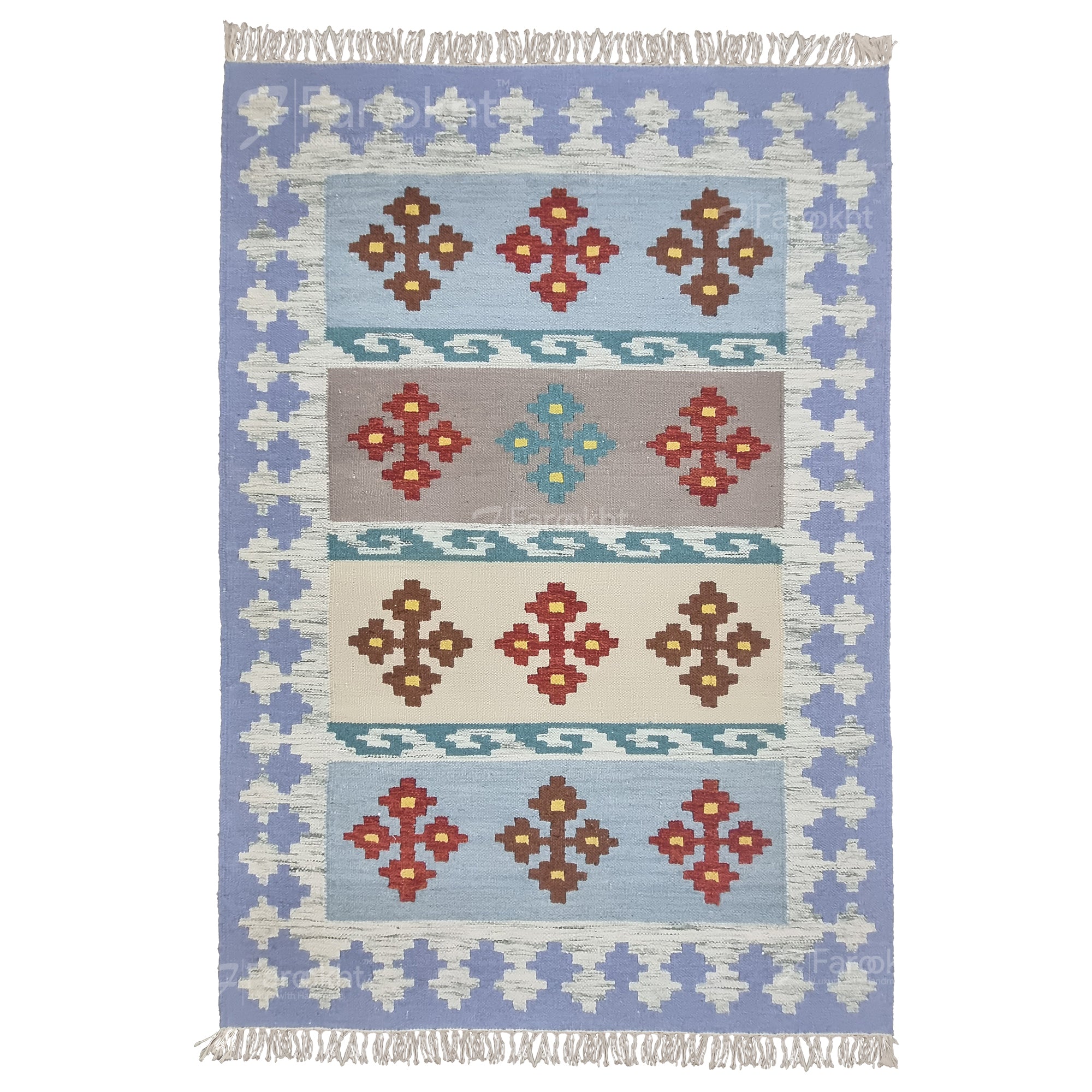 Lavender Geometric Flatweave Wool Rug