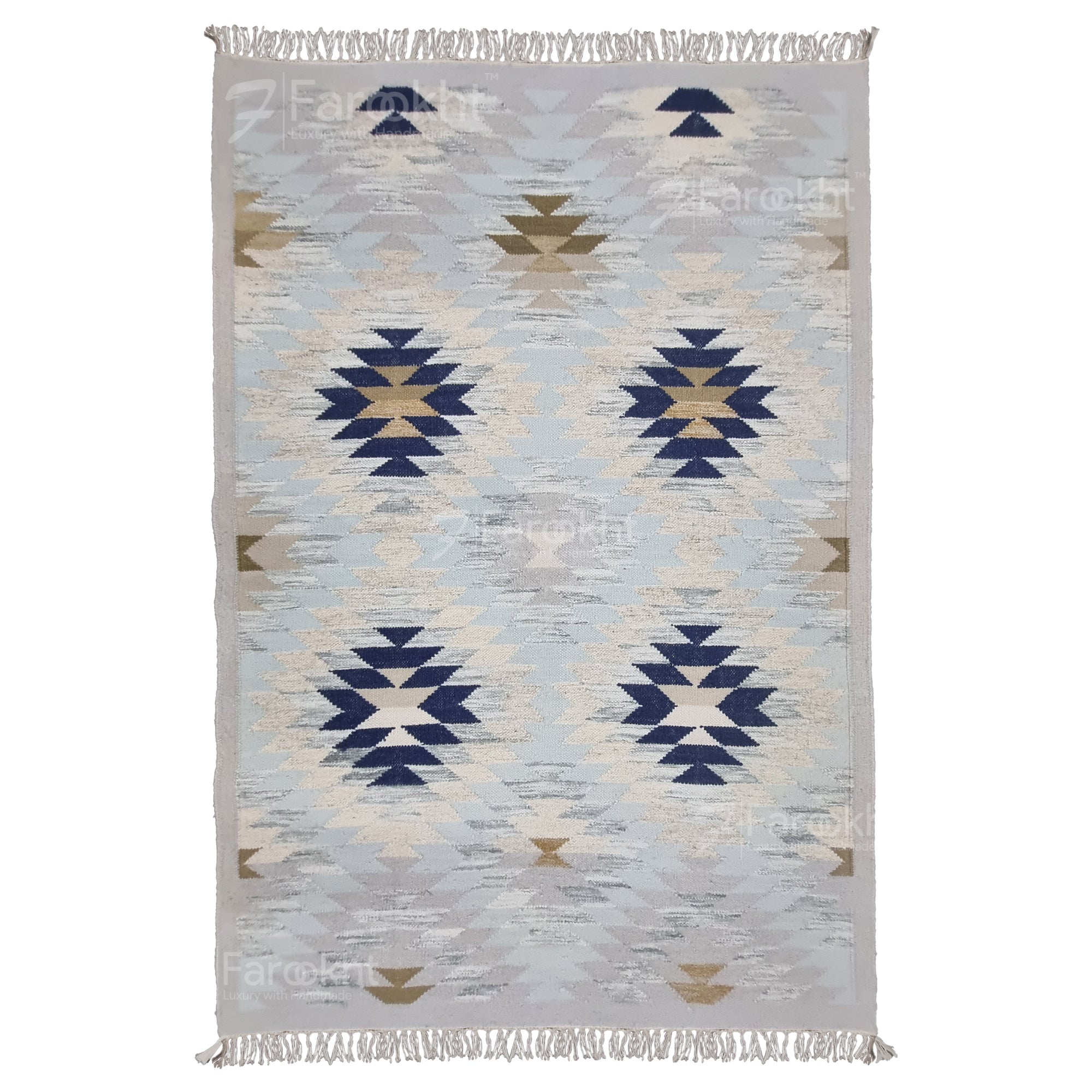 Light Blue Handwoven Flatweave Rug