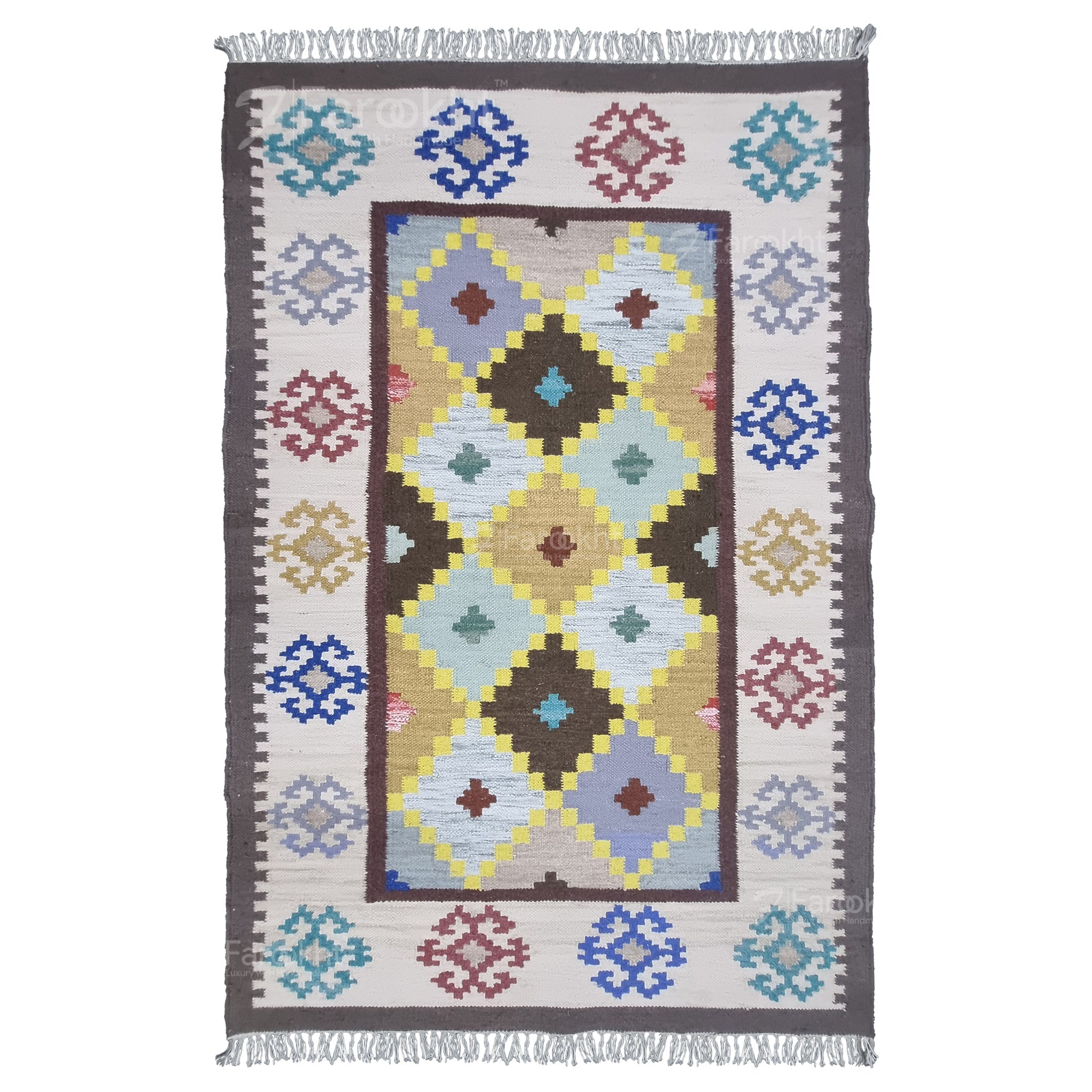 Handwoven Multi-Color Geometric Wool Rug
