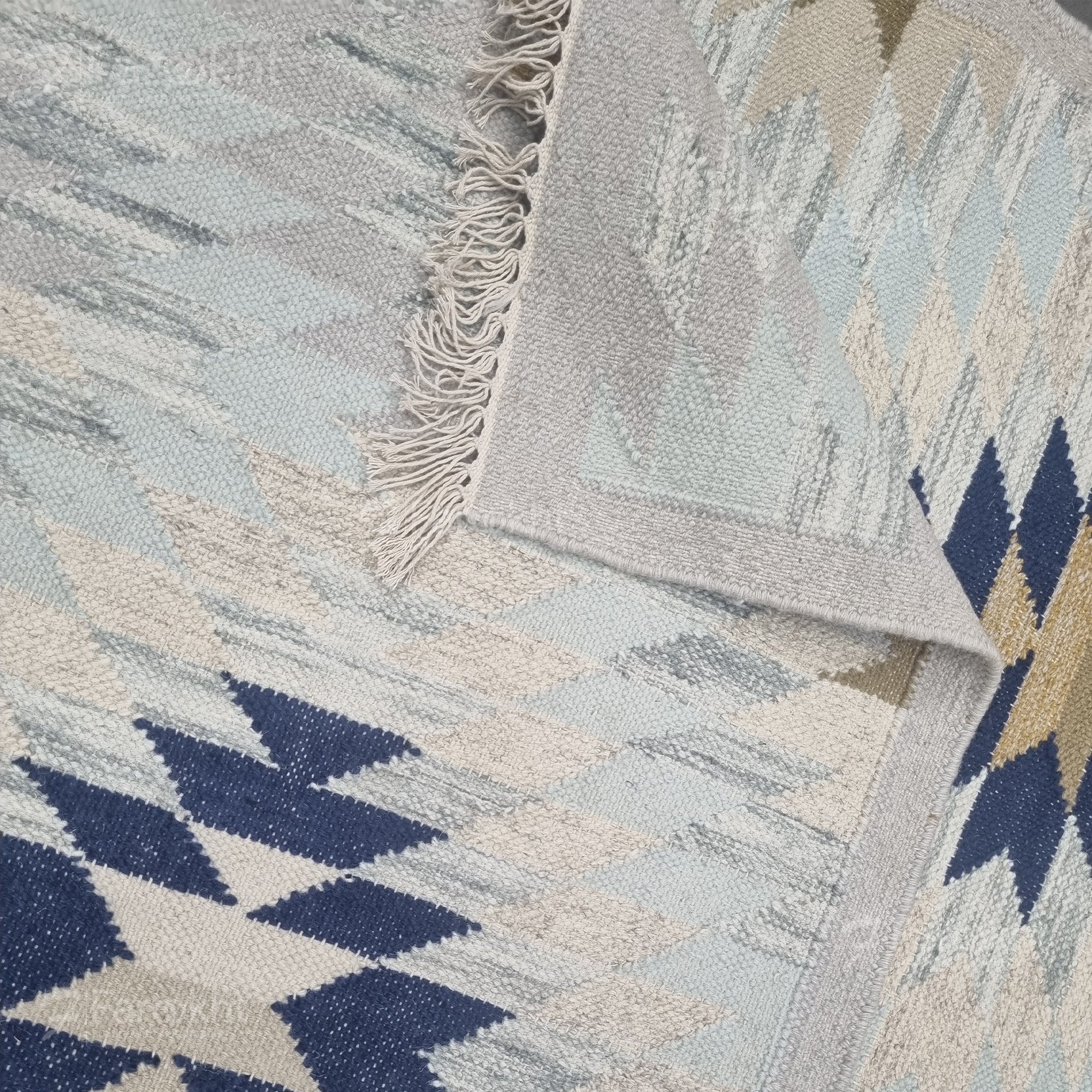 Light Blue Handwoven Flatweave Rug