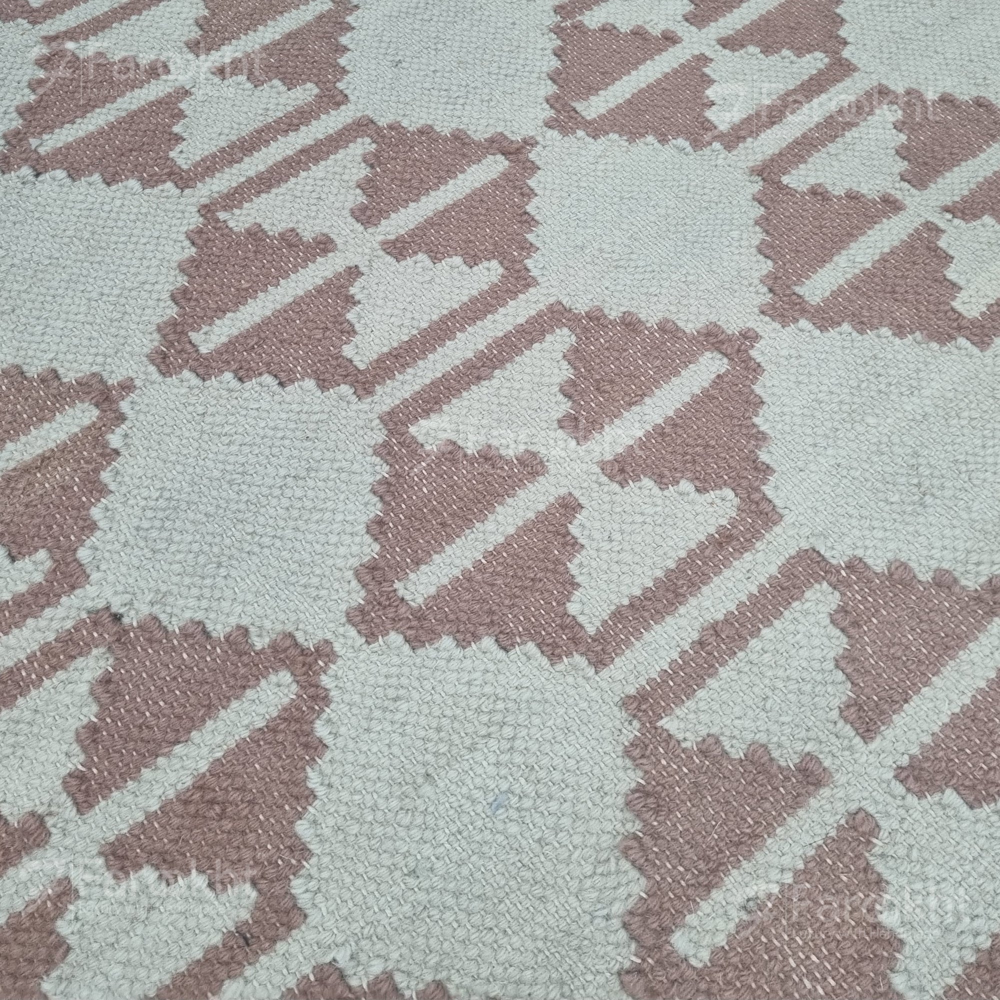 Handwoven Pink Geometric Rug