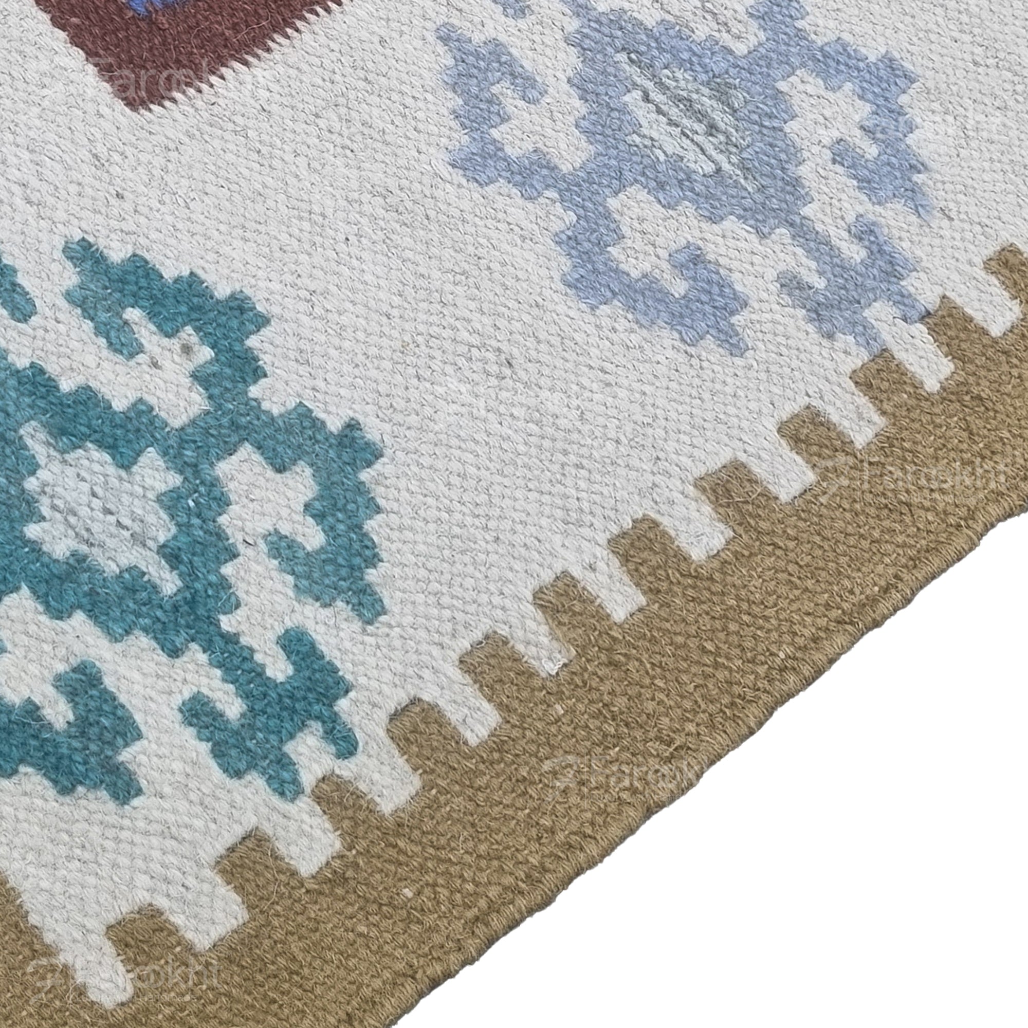 Multi-Color Geometric Wool Blend Area Rug