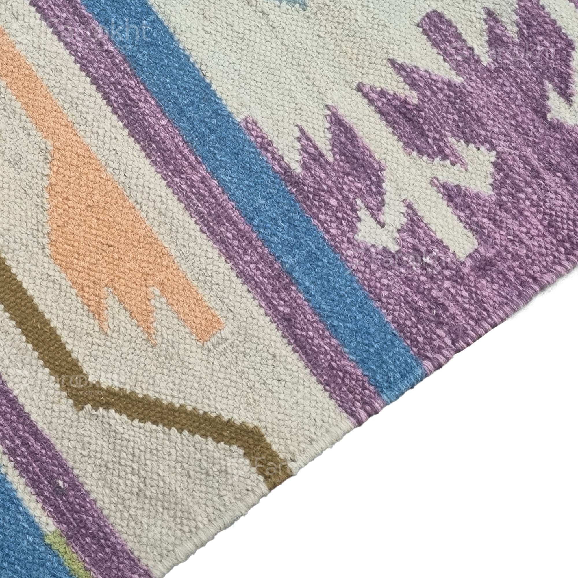 Blue Purple Handwoven Wool Kilim Rug
