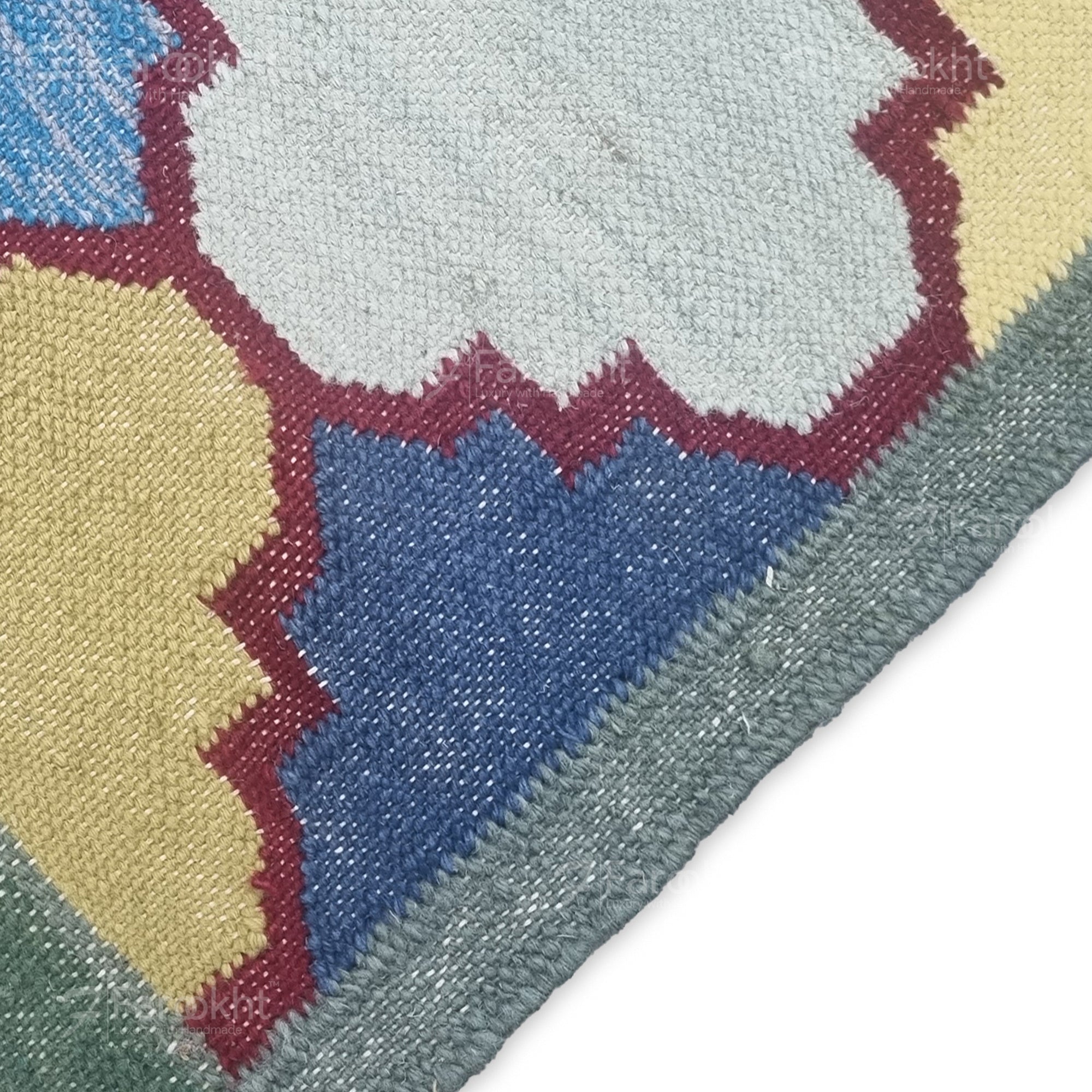 Multicolor Handwoven Wool Blend Geometric Rug