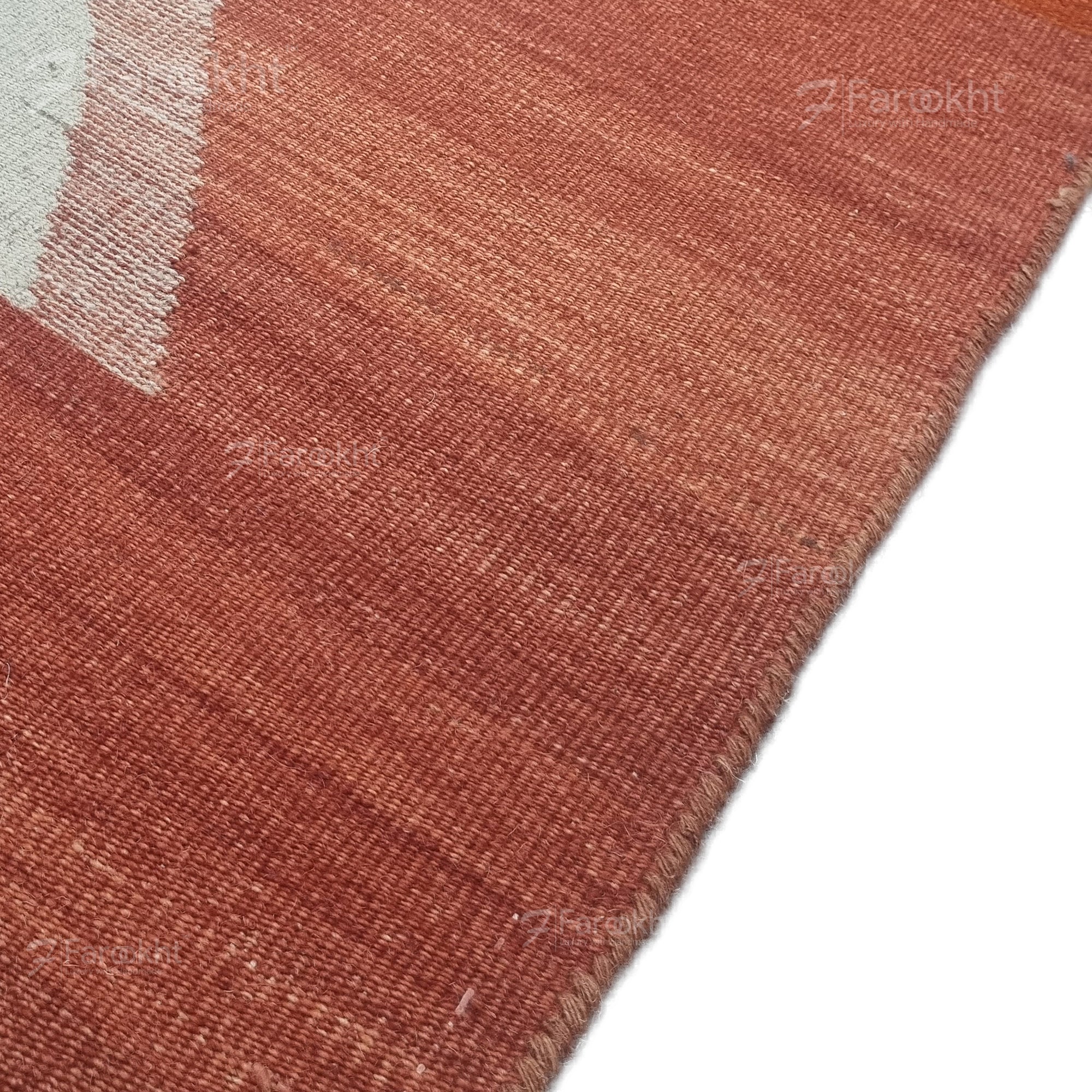 Coral Geometric Handwoven kilim Rug