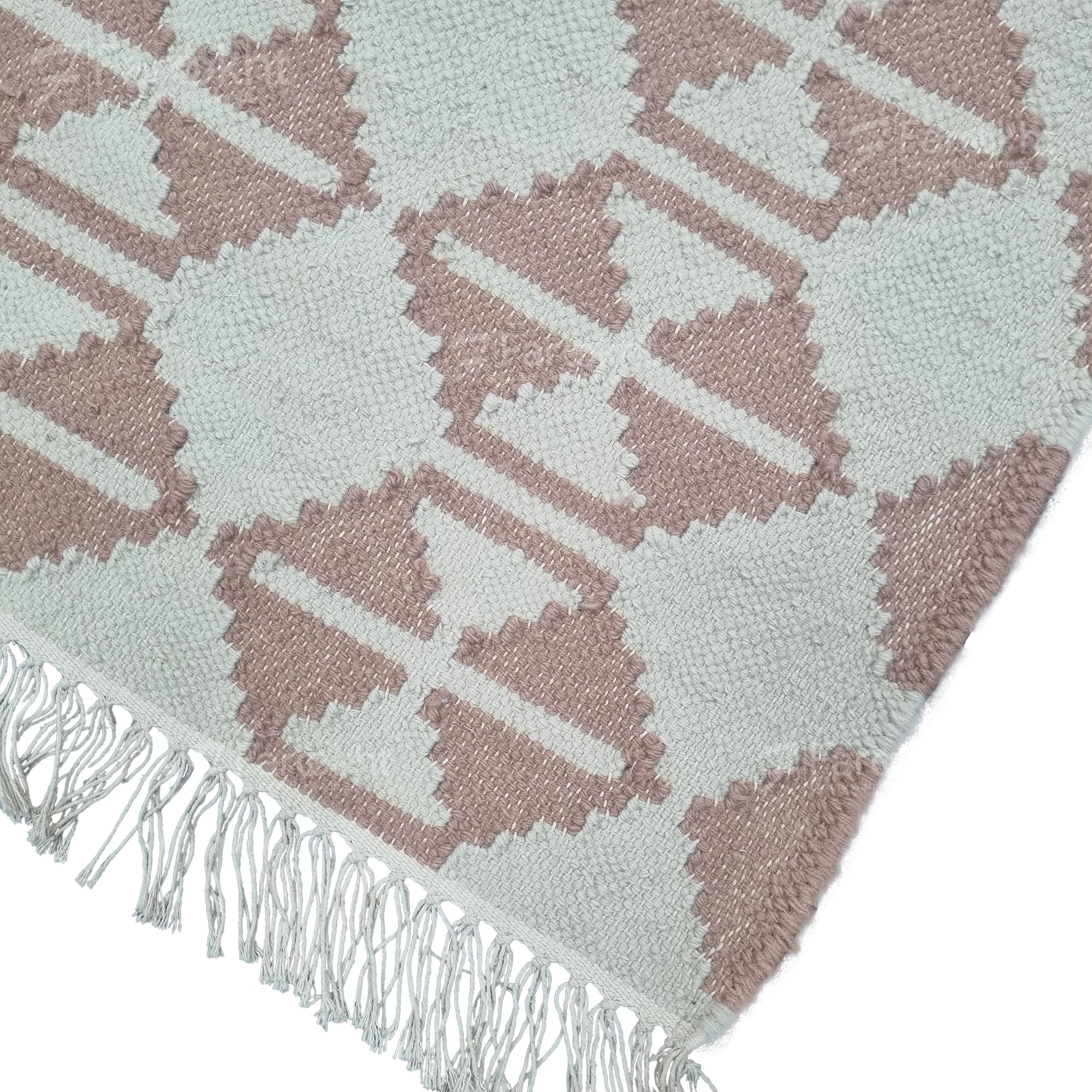 Handwoven Pink Geometric Rug