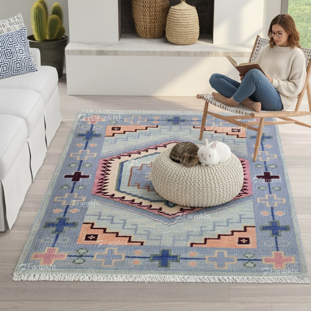 Hand Knotted Oushak Carpet and Rugs 018