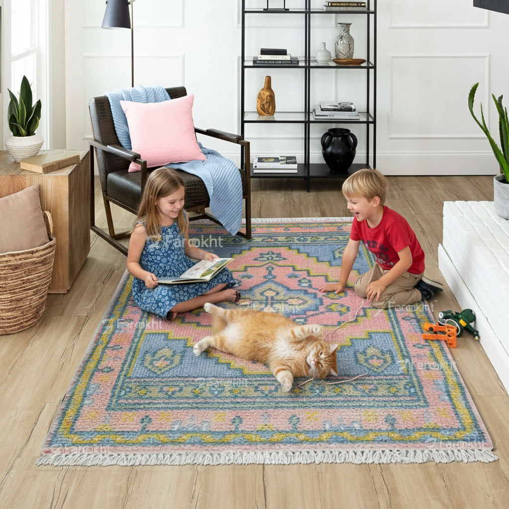 Hand Knotted Oushak Carpet and Rugs 019