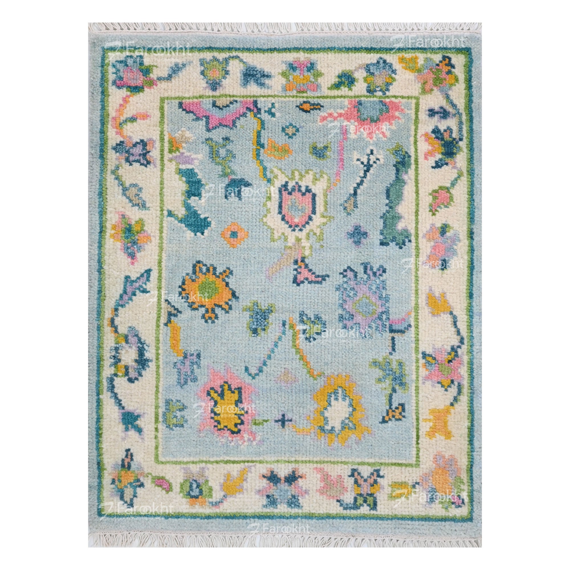 Hand Knotted Oushak Carpet and Rugs 015