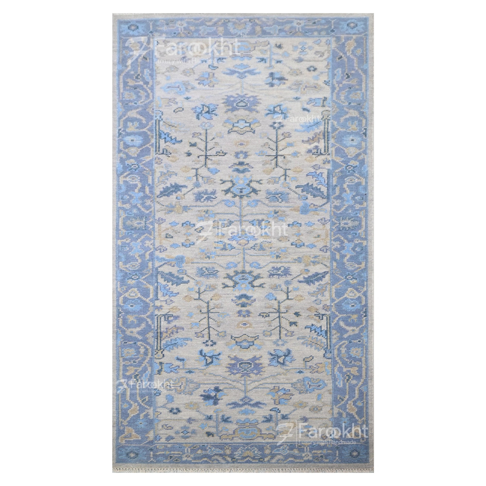 Decorative rug with floral pattern on a white background