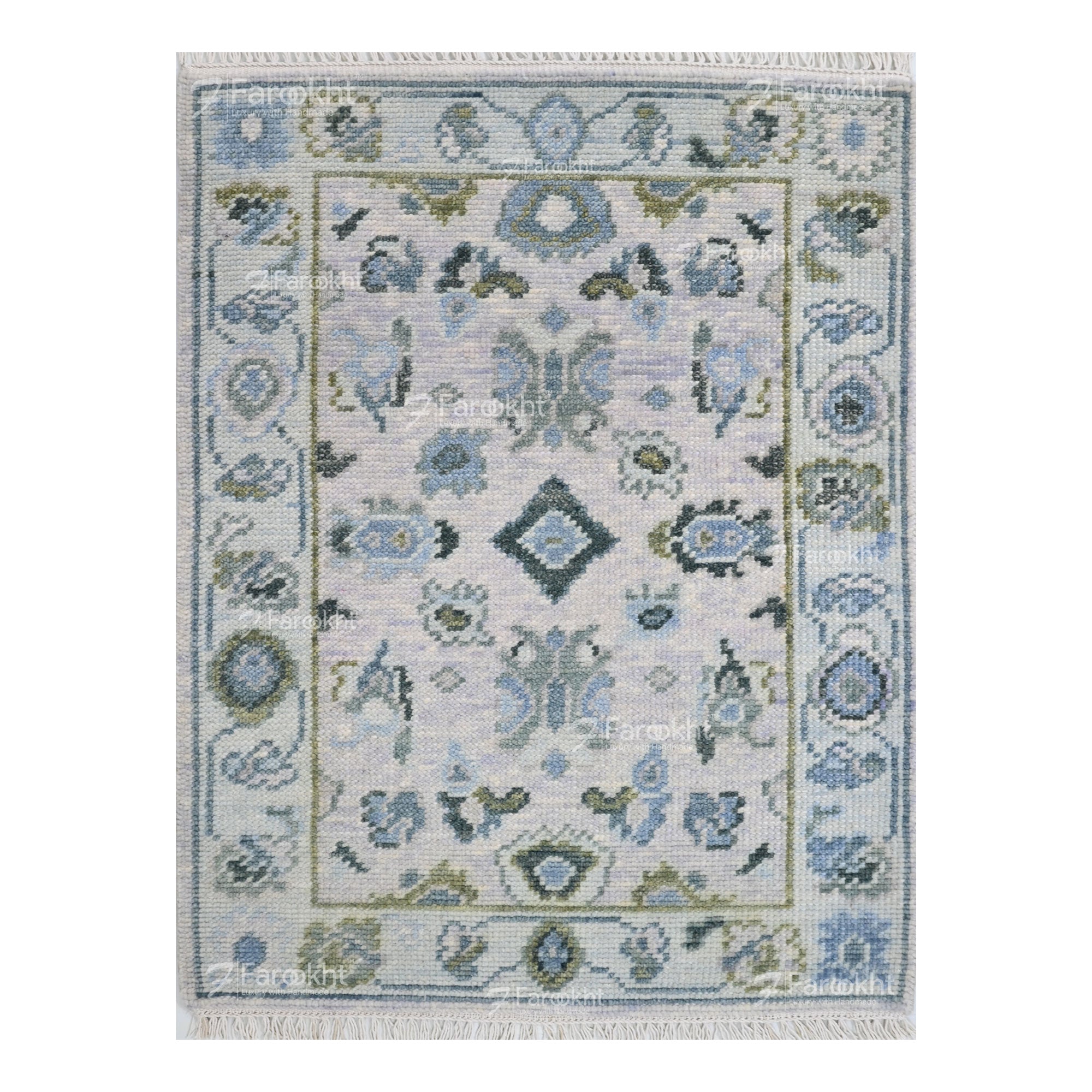 Hand Knotted Oushak Carpet and Rugs 016