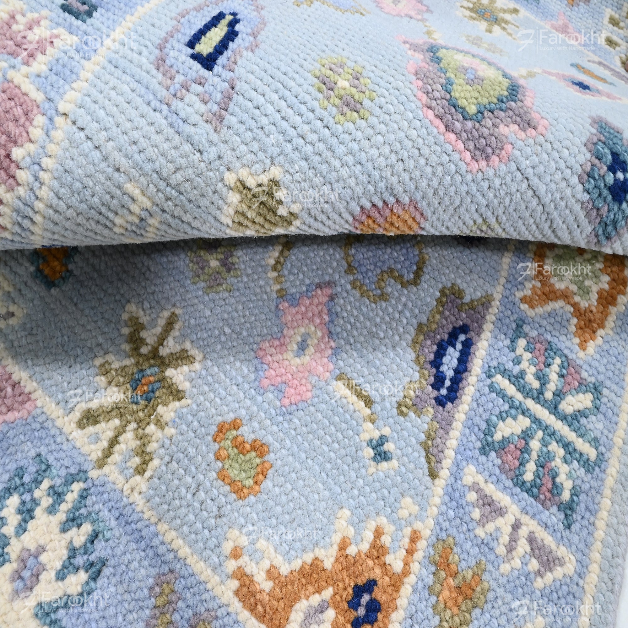 Hand Knotted Oushak Carpet and Rugs 030