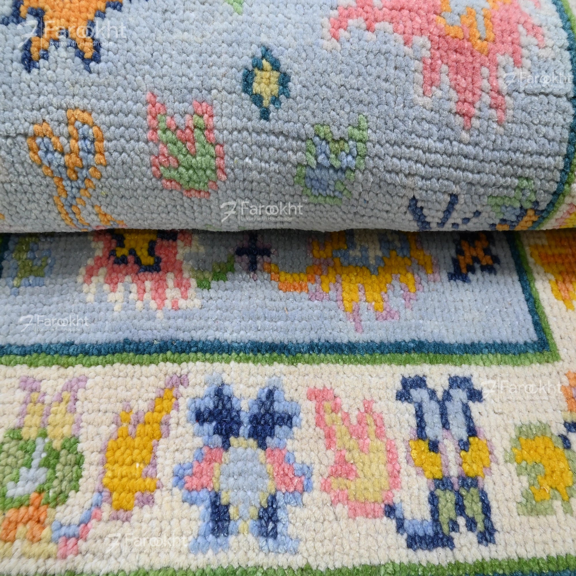 Hand Knotted Oushak Carpet and Rugs 011