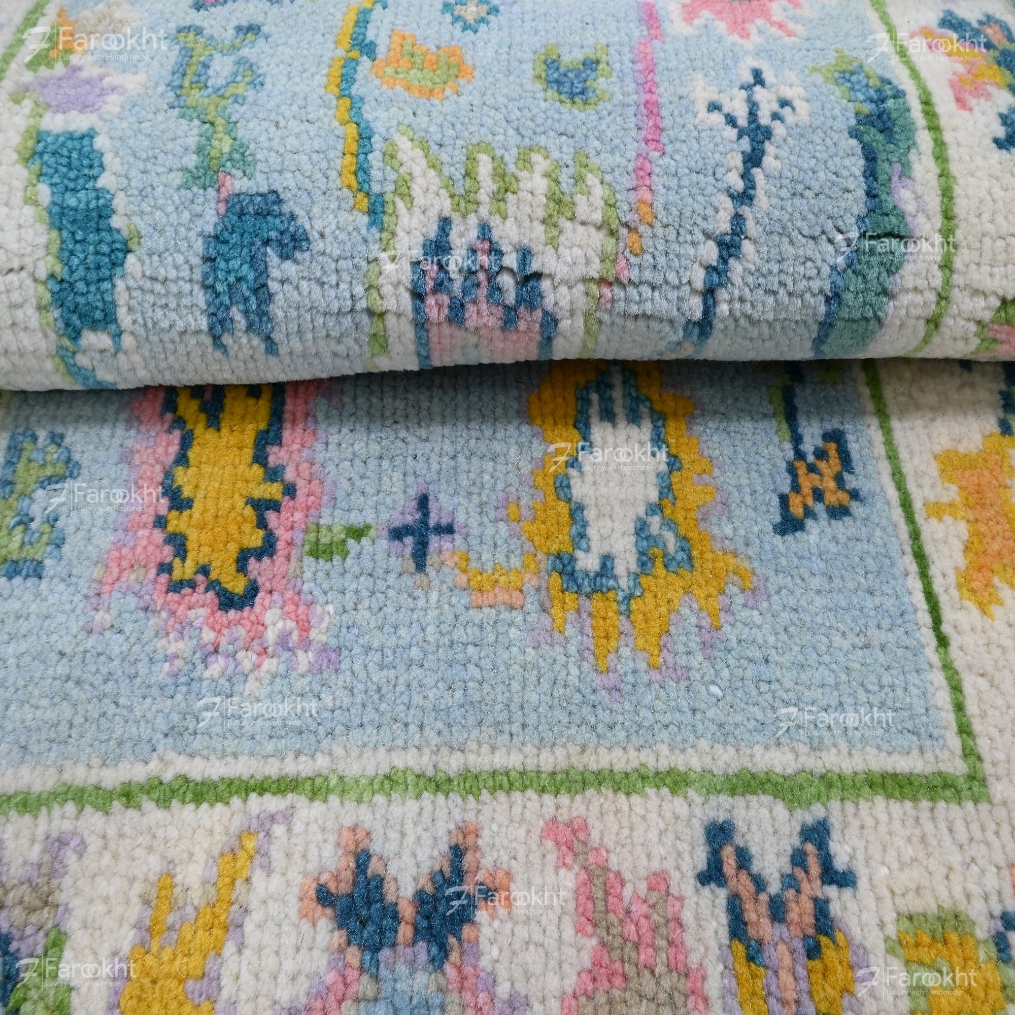 Hand Knotted Oushak Carpet and Rugs 015