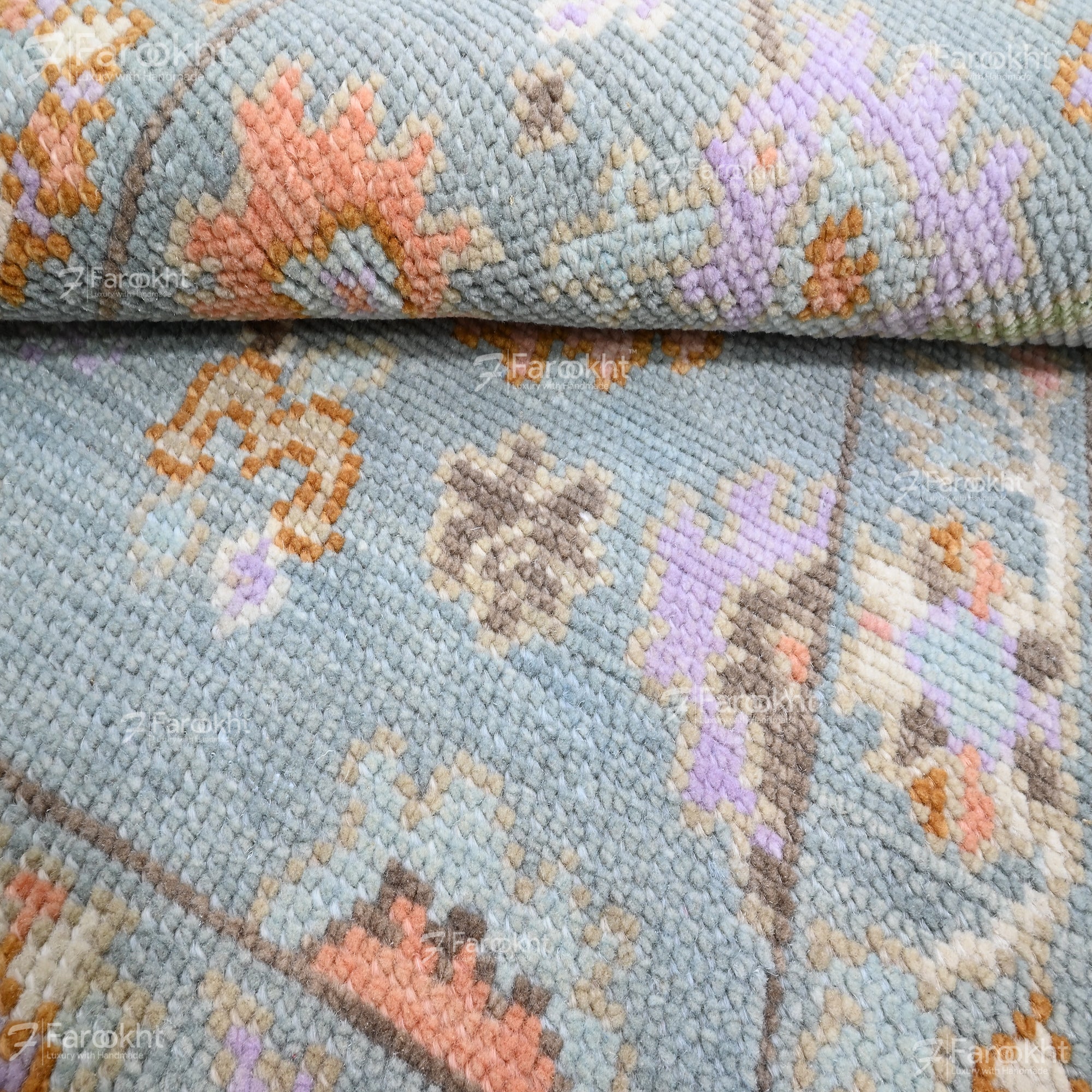 Hand Knotted Oushak Carpet and Rugs 020