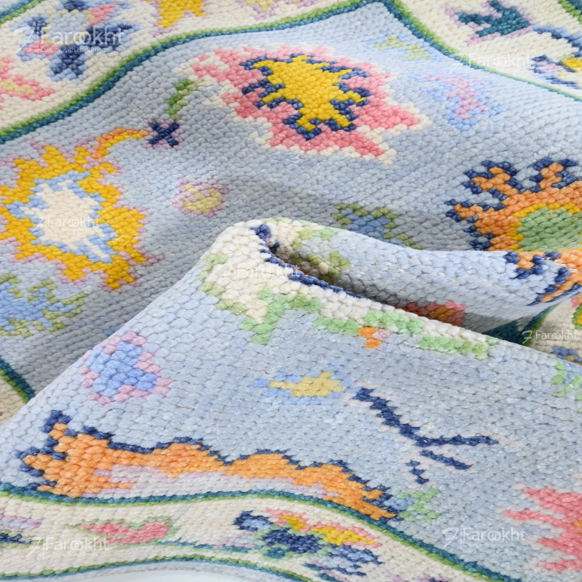 Hand Knotted Oushak Carpet and Rugs 011