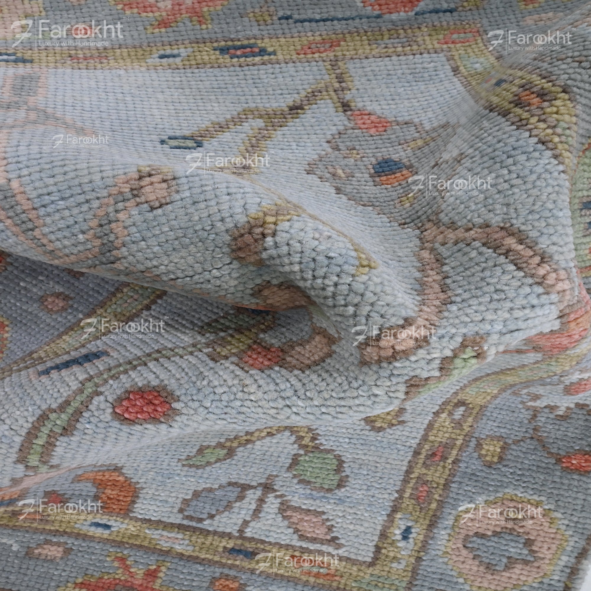 Hand Knotted Oushak Carpet and Rugs 028