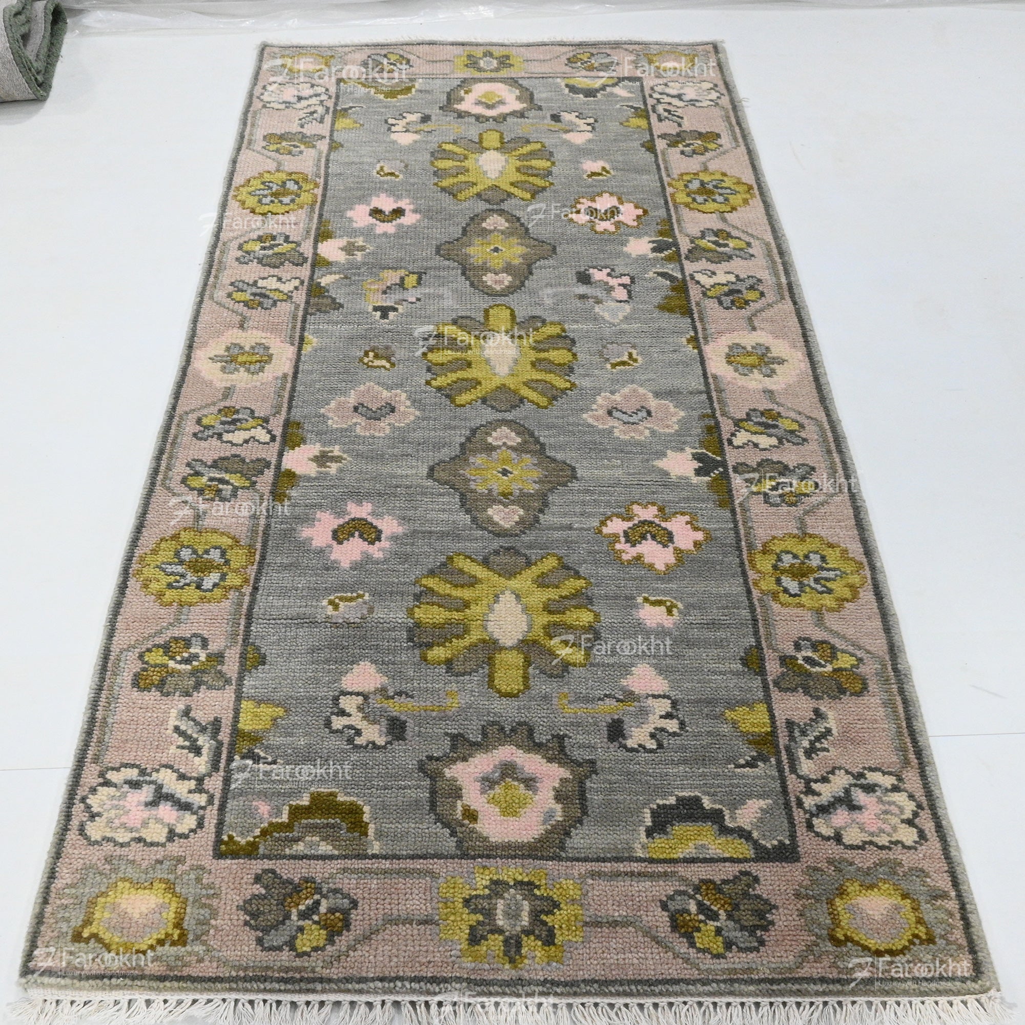 Decorative rug with floral patterns on a white background